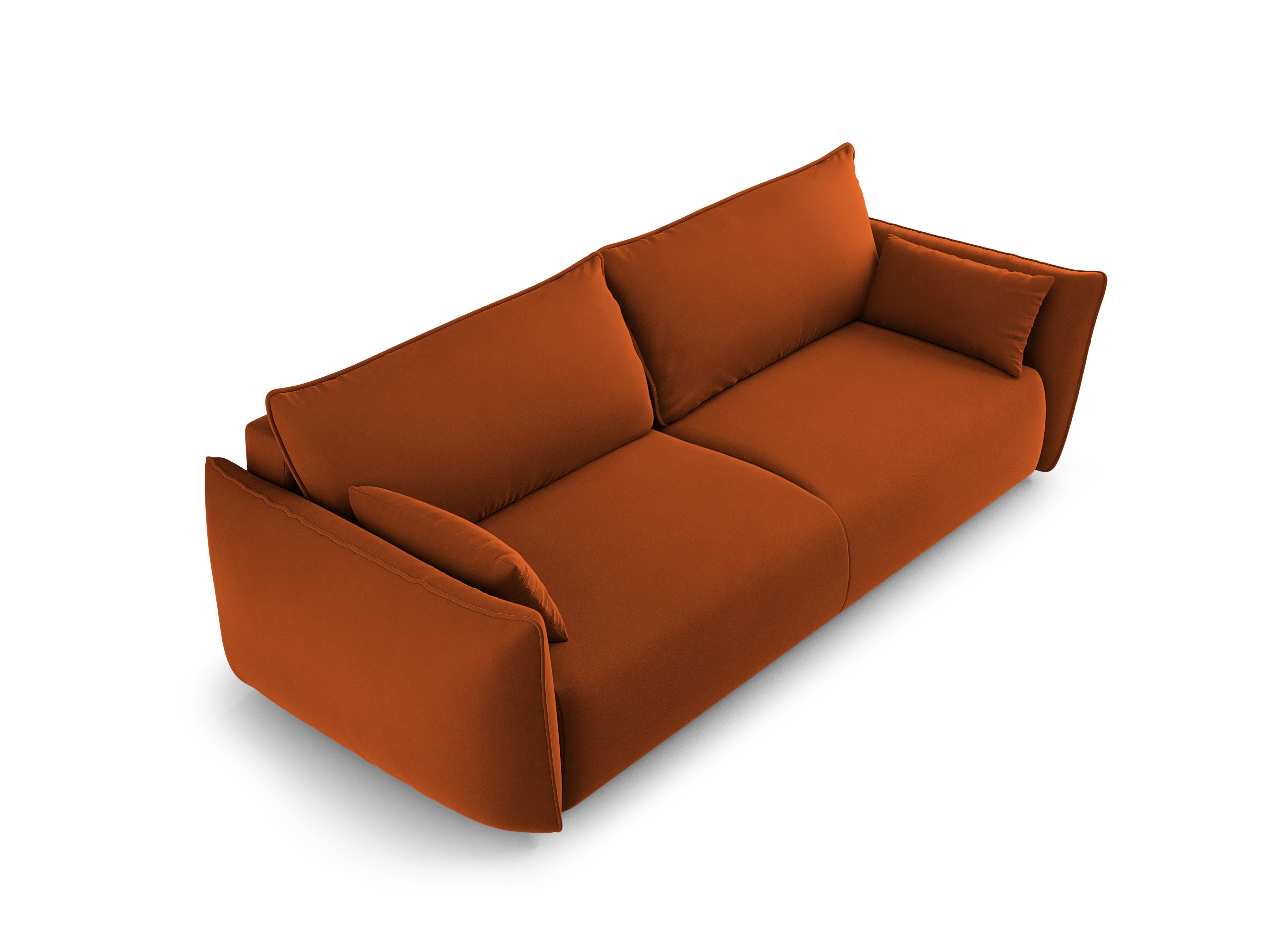 Sofa van fluweel met slaapfunctie MATERA baksteenrood