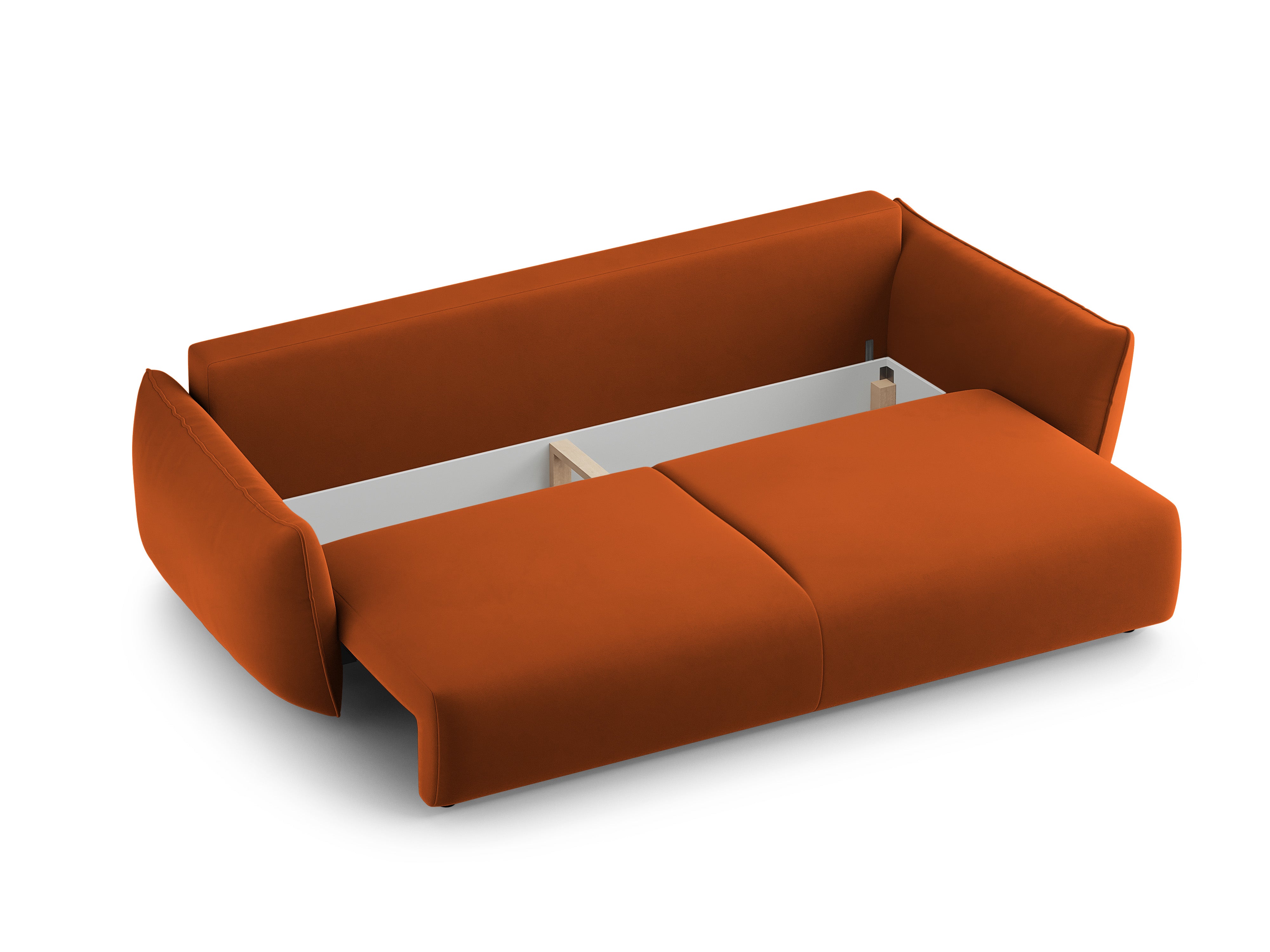 Sofa van fluweel met slaapfunctie MATERA baksteenrood