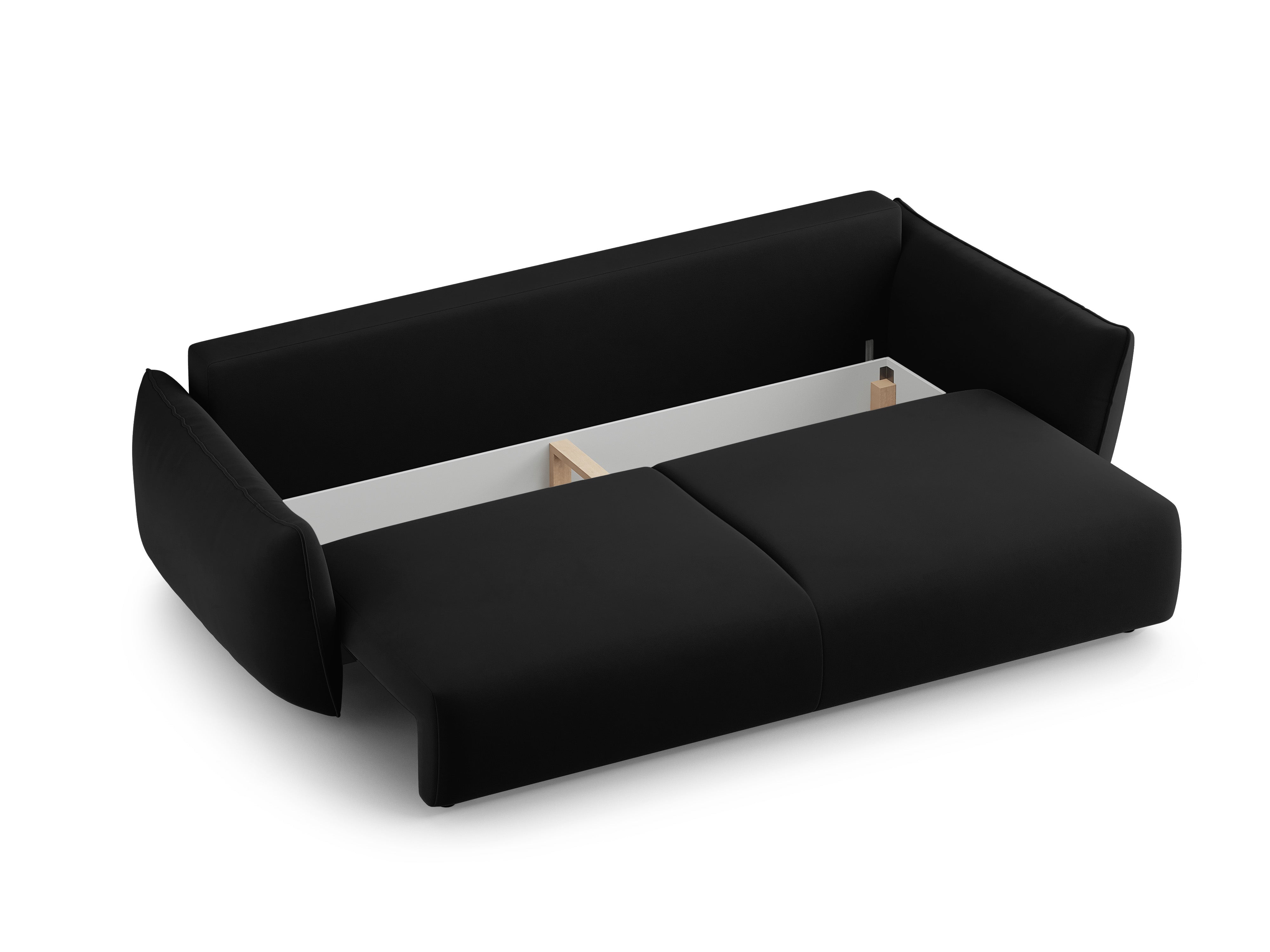 Sofa van fluweel met slaapfunctie MATERA zwart