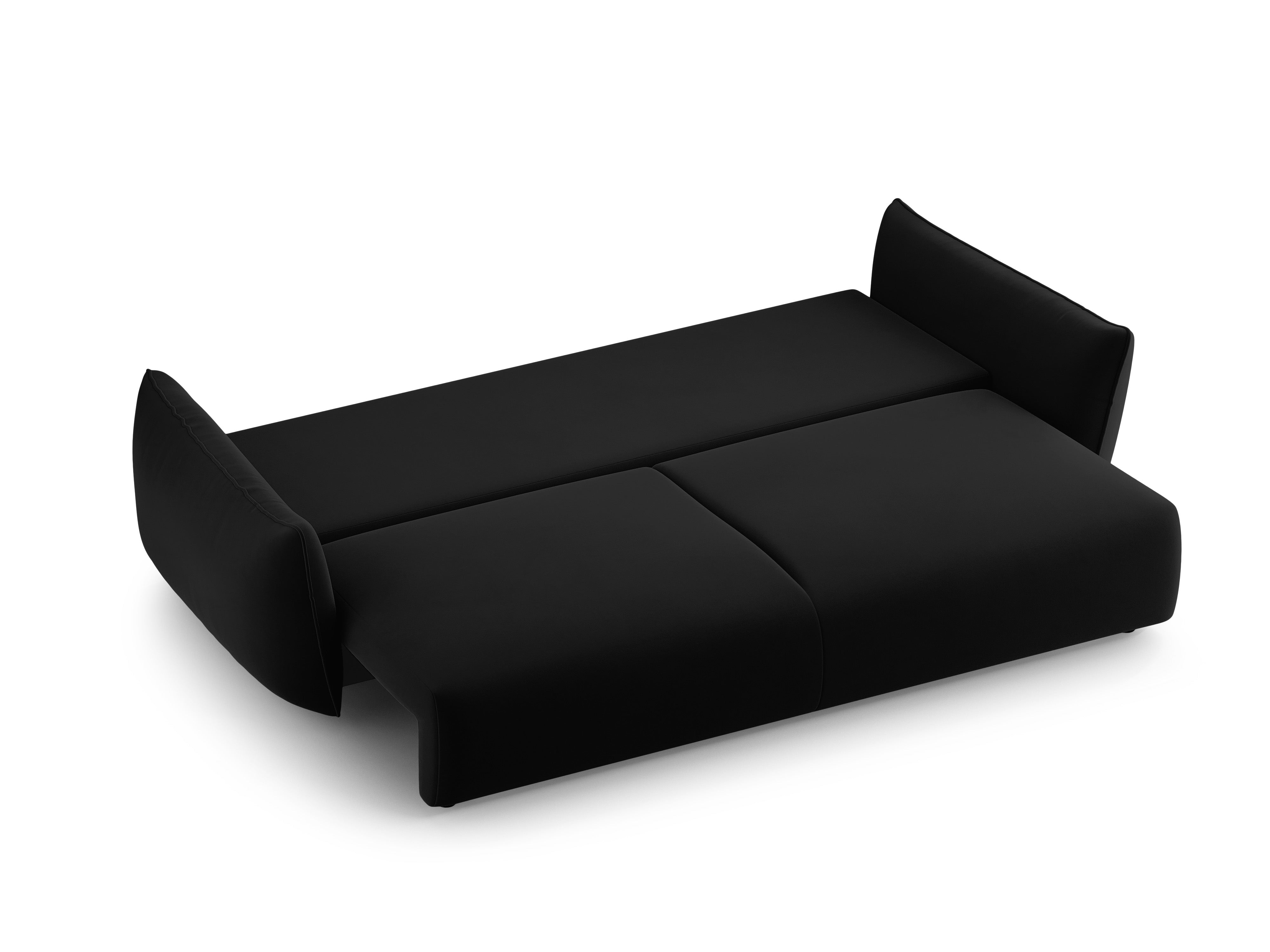Sofa van fluweel met slaapfunctie MATERA zwart