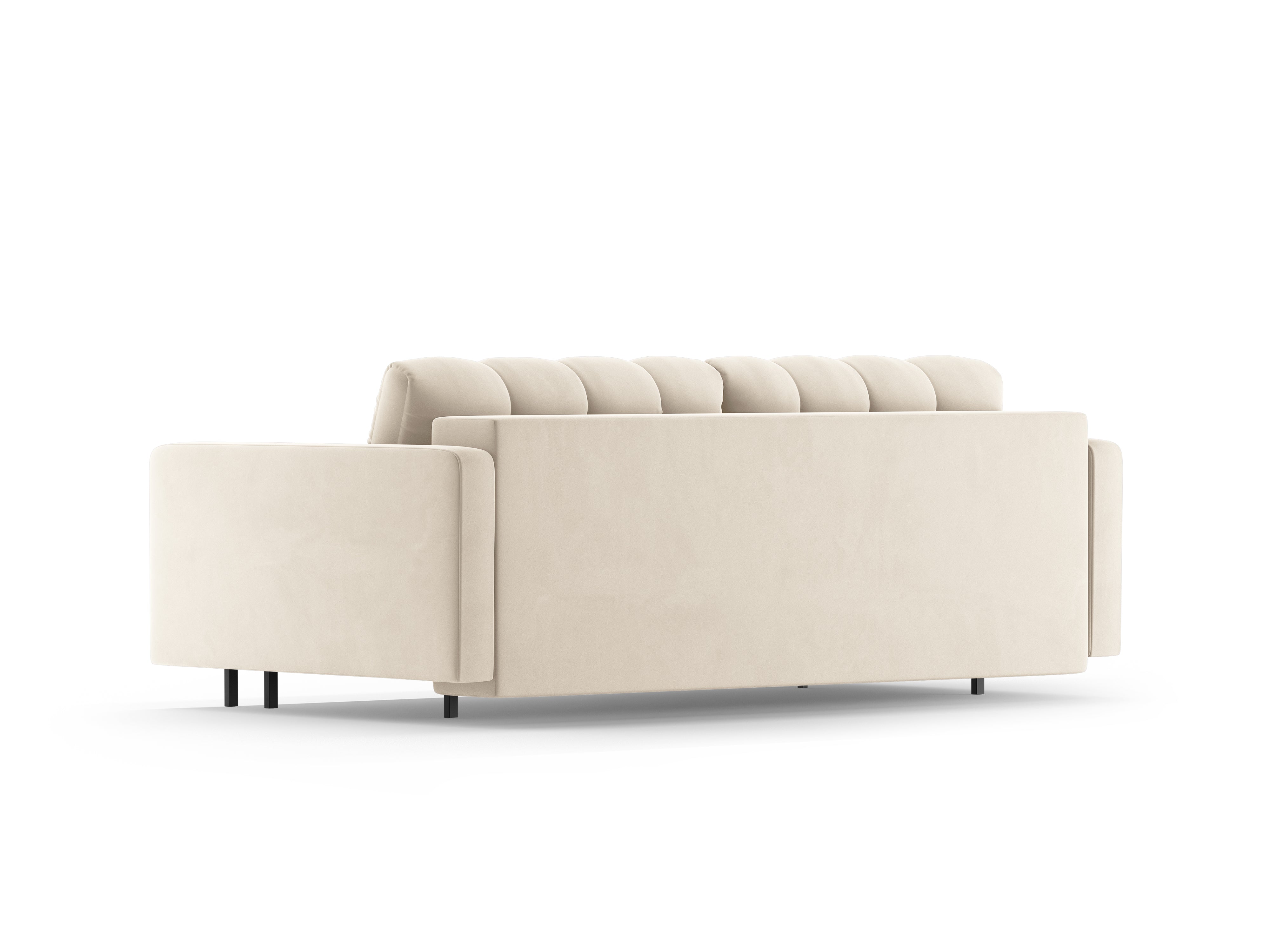 Samt 3-Sitzer Sofa mit Schlaffunktion BALI hellbeige mit schwarzem Gestell