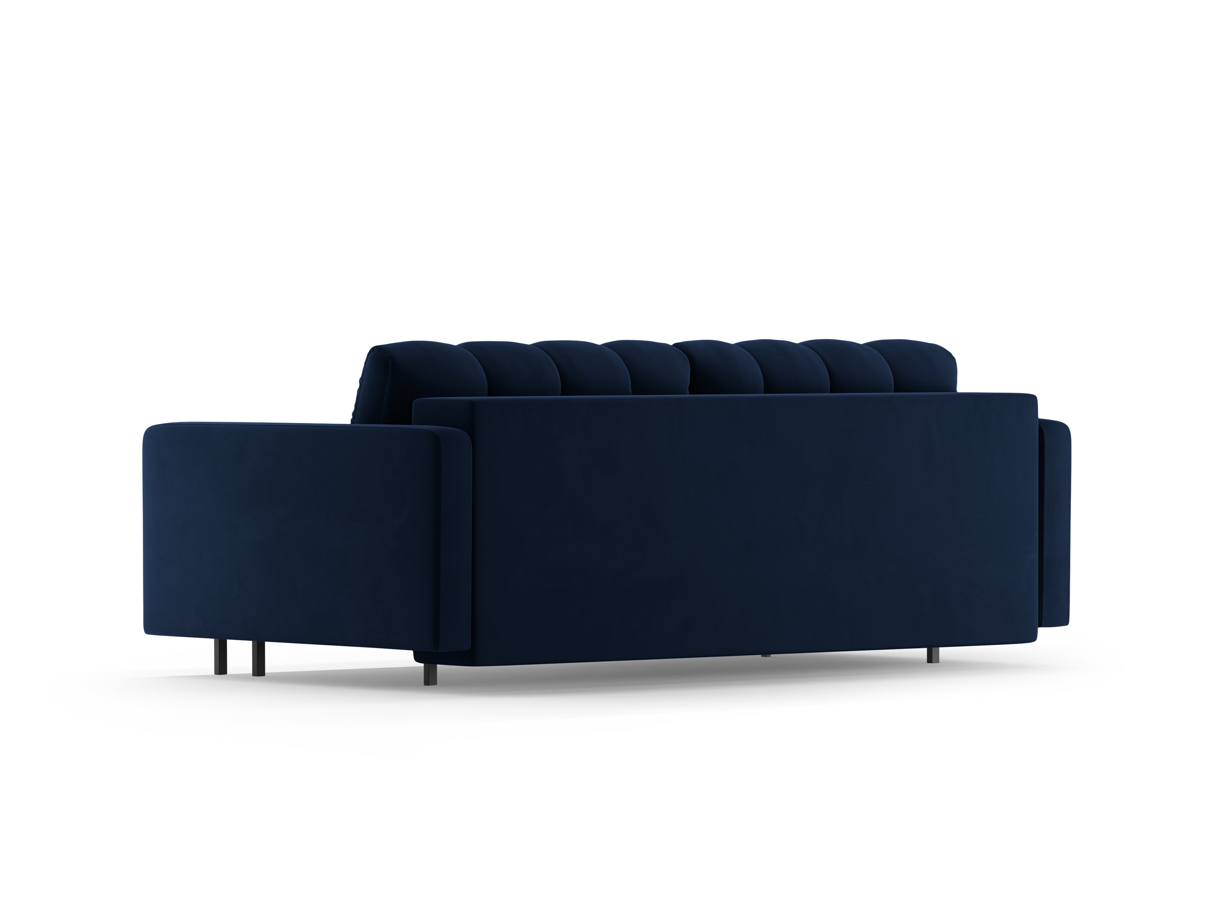 Samtsofa 3-Sitzer mit Schlaffunktion BALI royalblau mit schwarzem Gestell