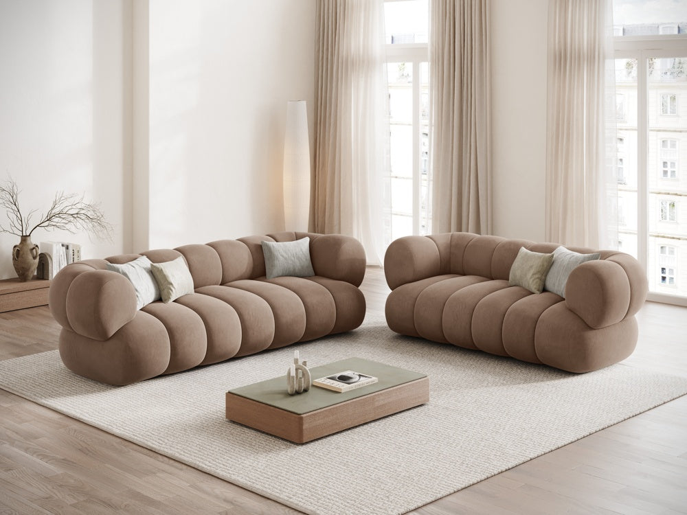 Sofa 3-zits fluwelen KOGE donkerbeige