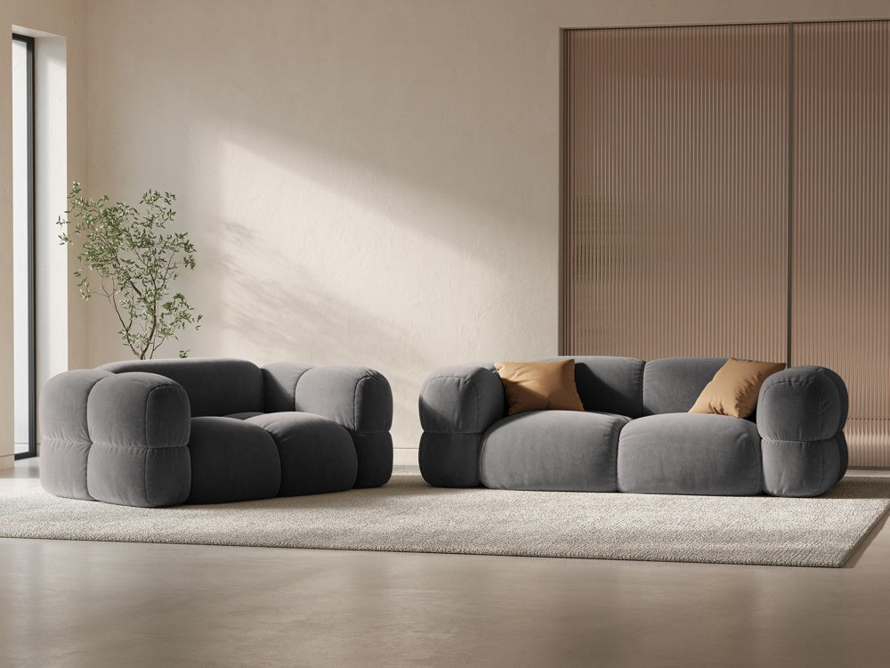 Sofa 3-zits fluwelen LORETTO grijs