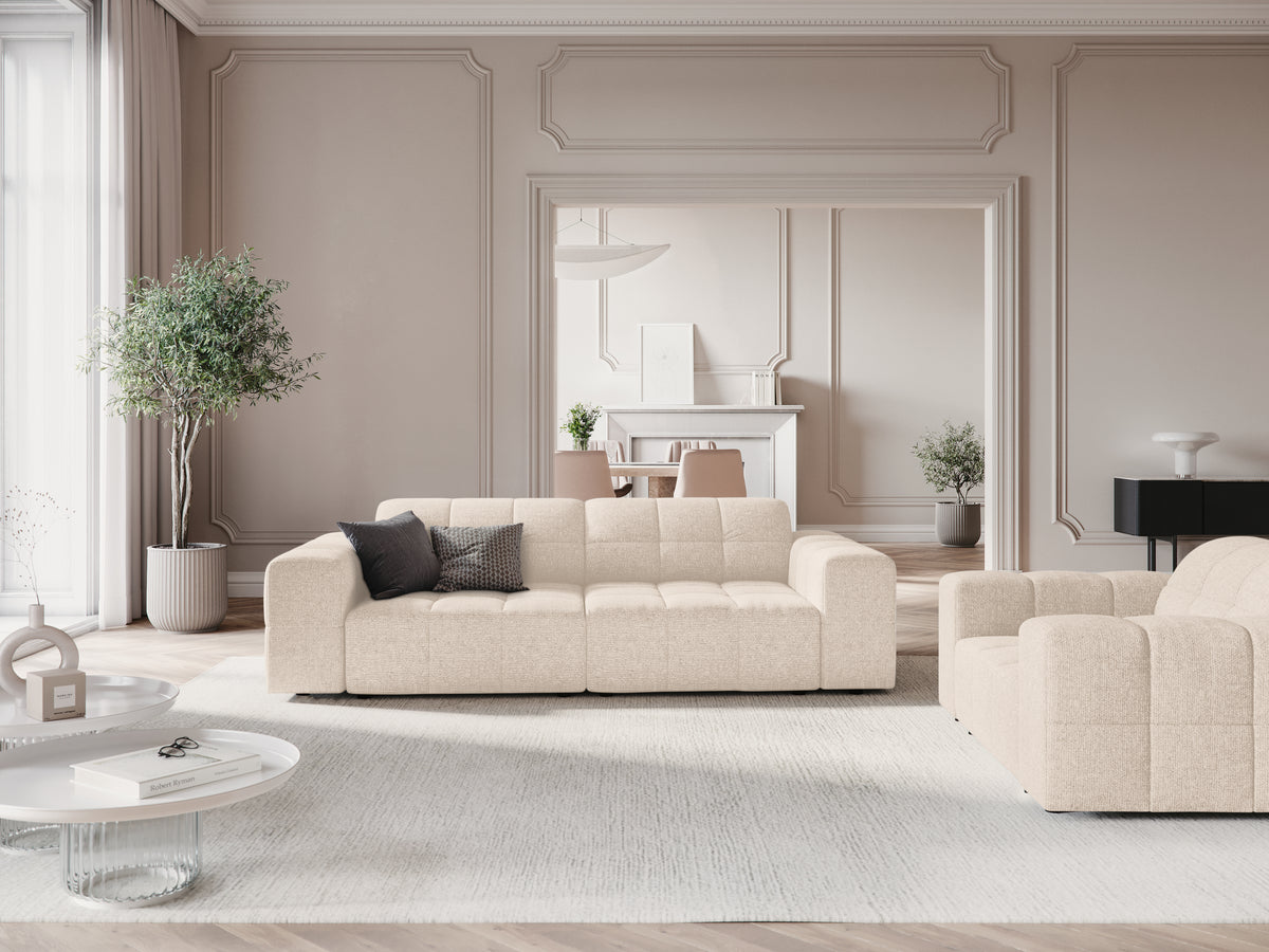 Sofa 3-osobowa CHICAGO jasnobeżowy szenil do salonu