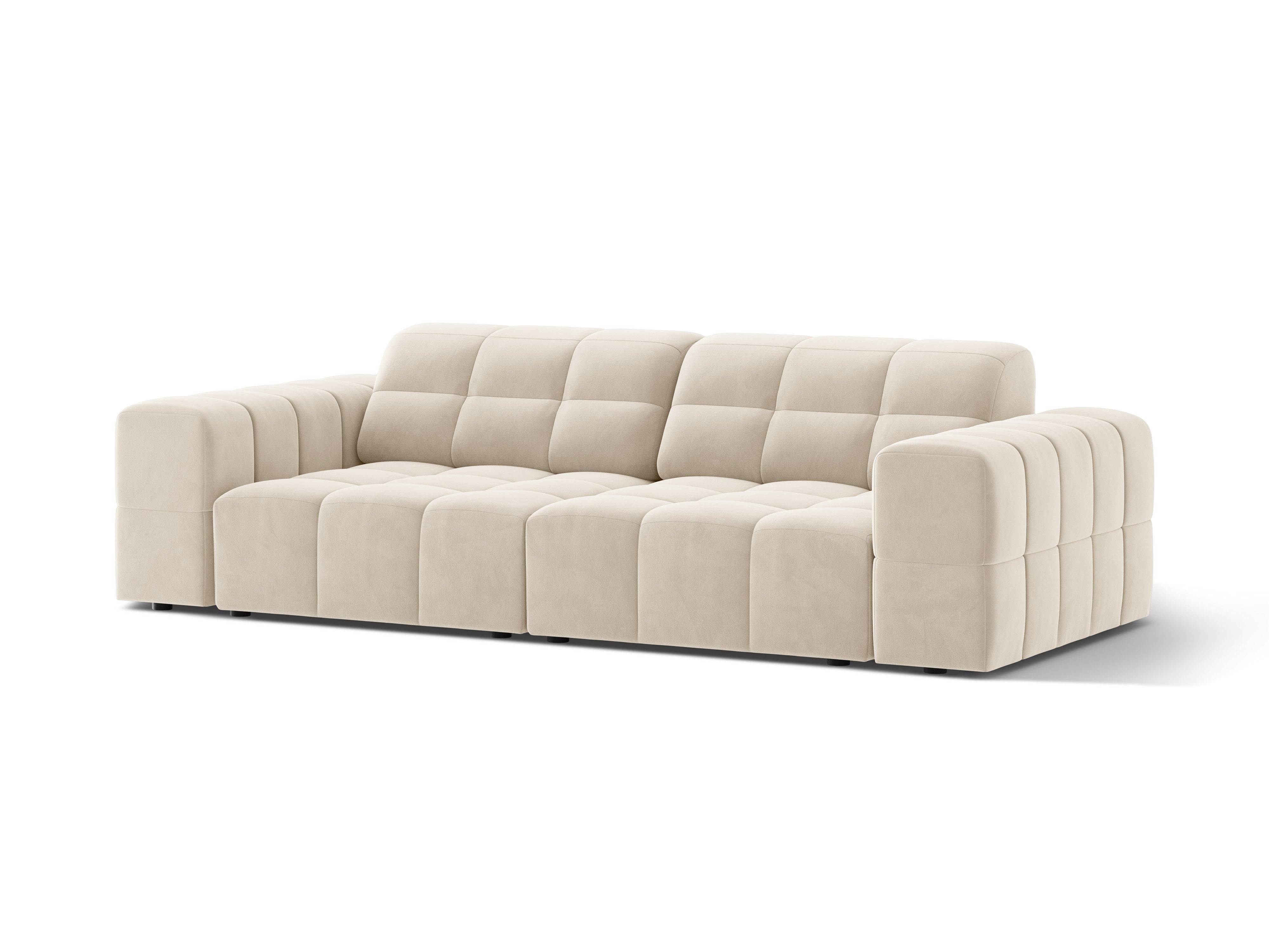 Sofa aksamitna 3-osobowa CHICAGO jasnobeżowy do salonu