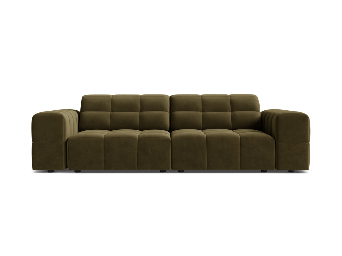 Sofa aksamitna 3-osobowa CHICAGO oliwkowy – Cosmopolitan Design