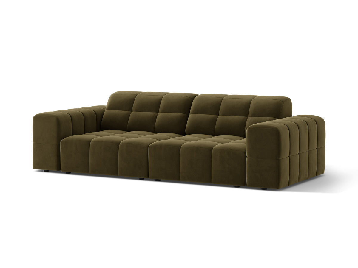 Sofa aksamitna 3-osobowa CHICAGO oliwkowy do salonu