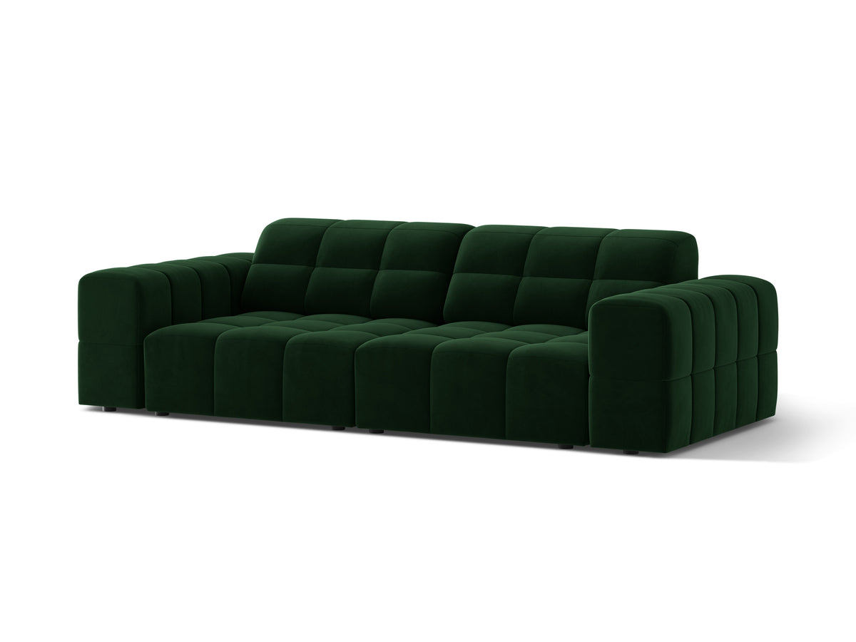 Sofa aksamitna 3-osobowa CHICAGO butelkowa zieleń do salonu