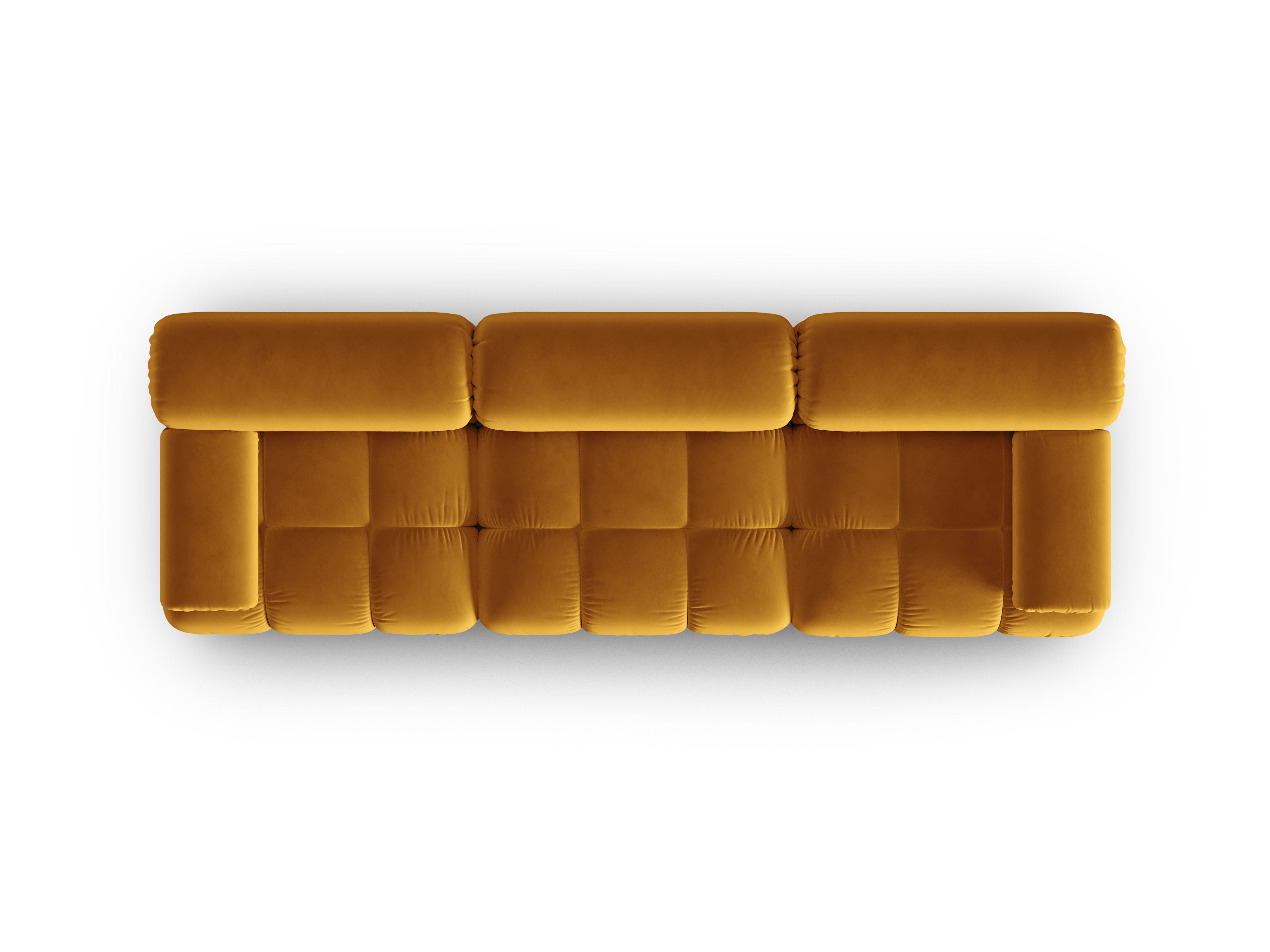 Sofa aksamitna 3-osobowa CORTINA żółty – welur