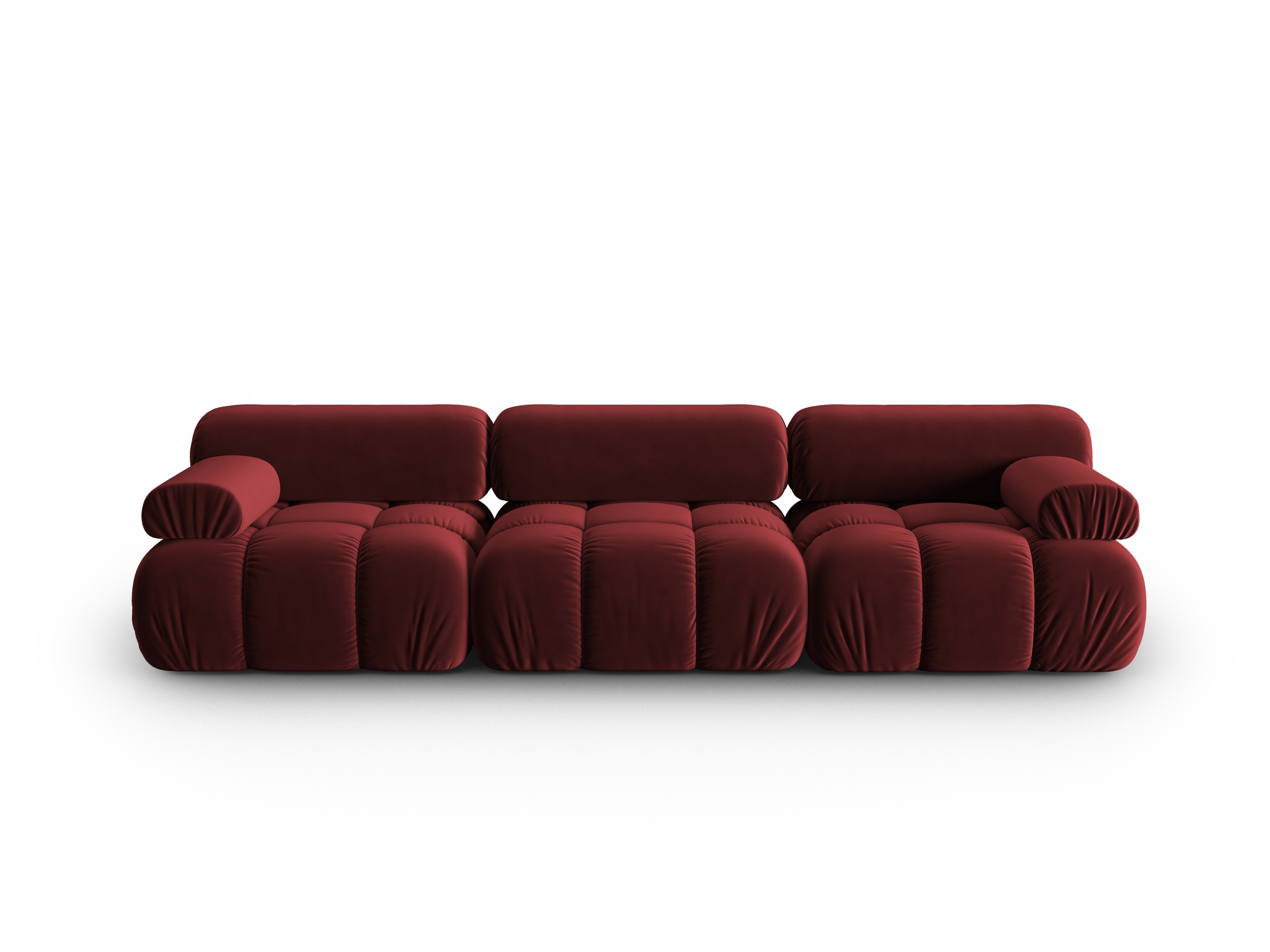 Sofa aksamitna 3-osobowa CORTINA winny czerwony – Cosmopolitan Design