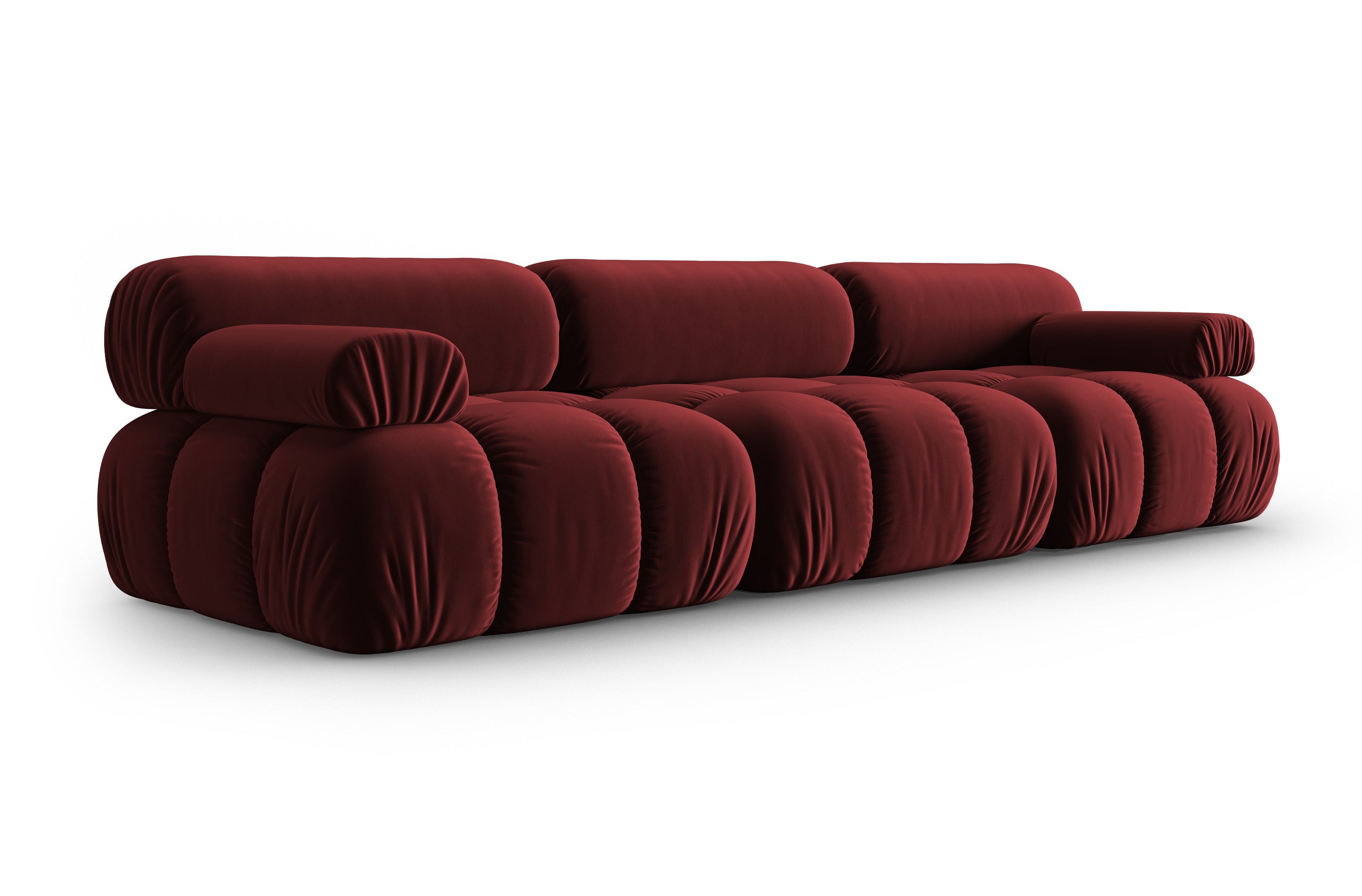 Sofa aksamitna 3-osobowa CORTINA winny czerwony – Cosmopolitan Design
