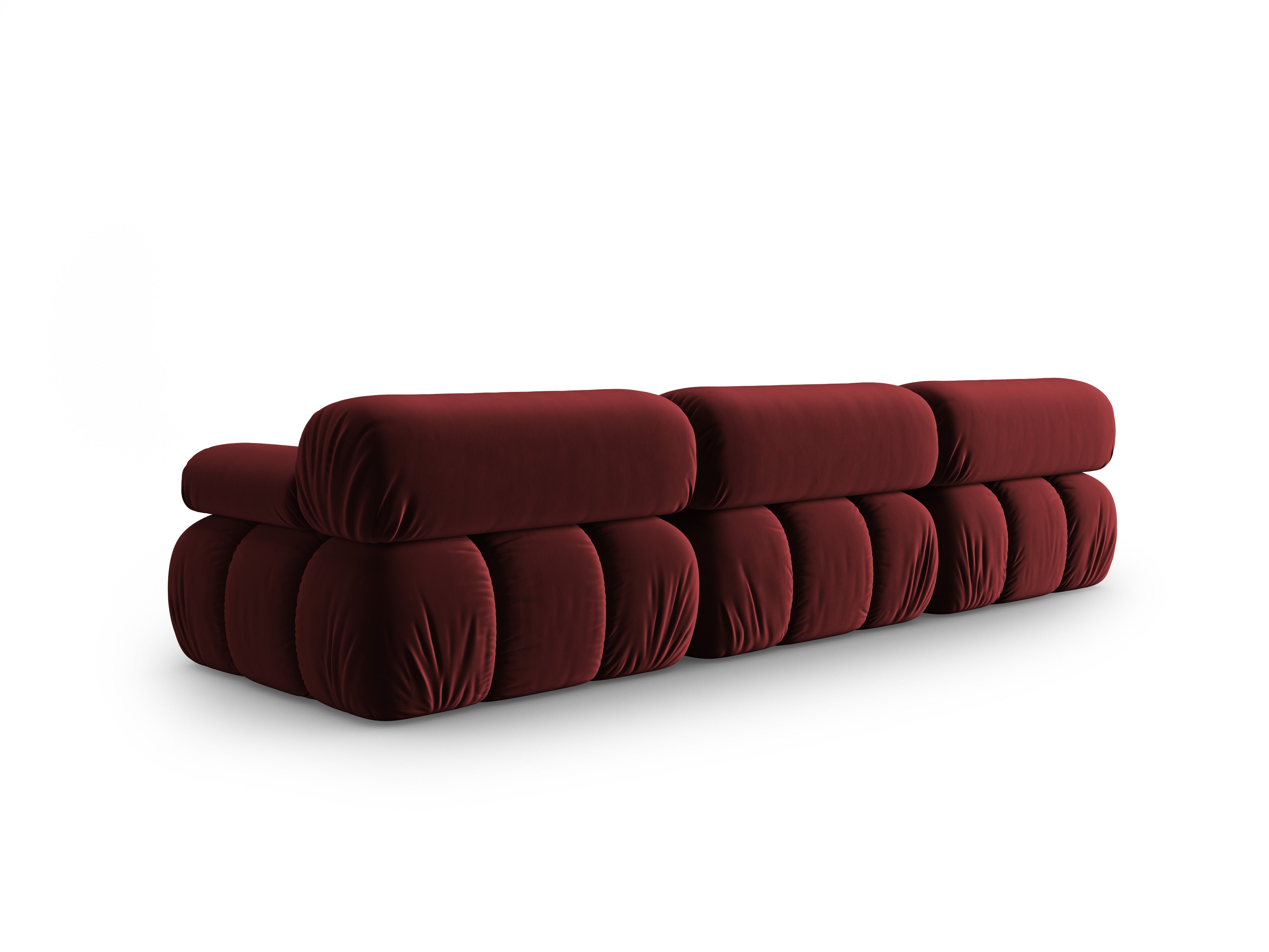 Sofa aksamitna 3-osobowa CORTINA winny czerwony – Cosmopolitan Design