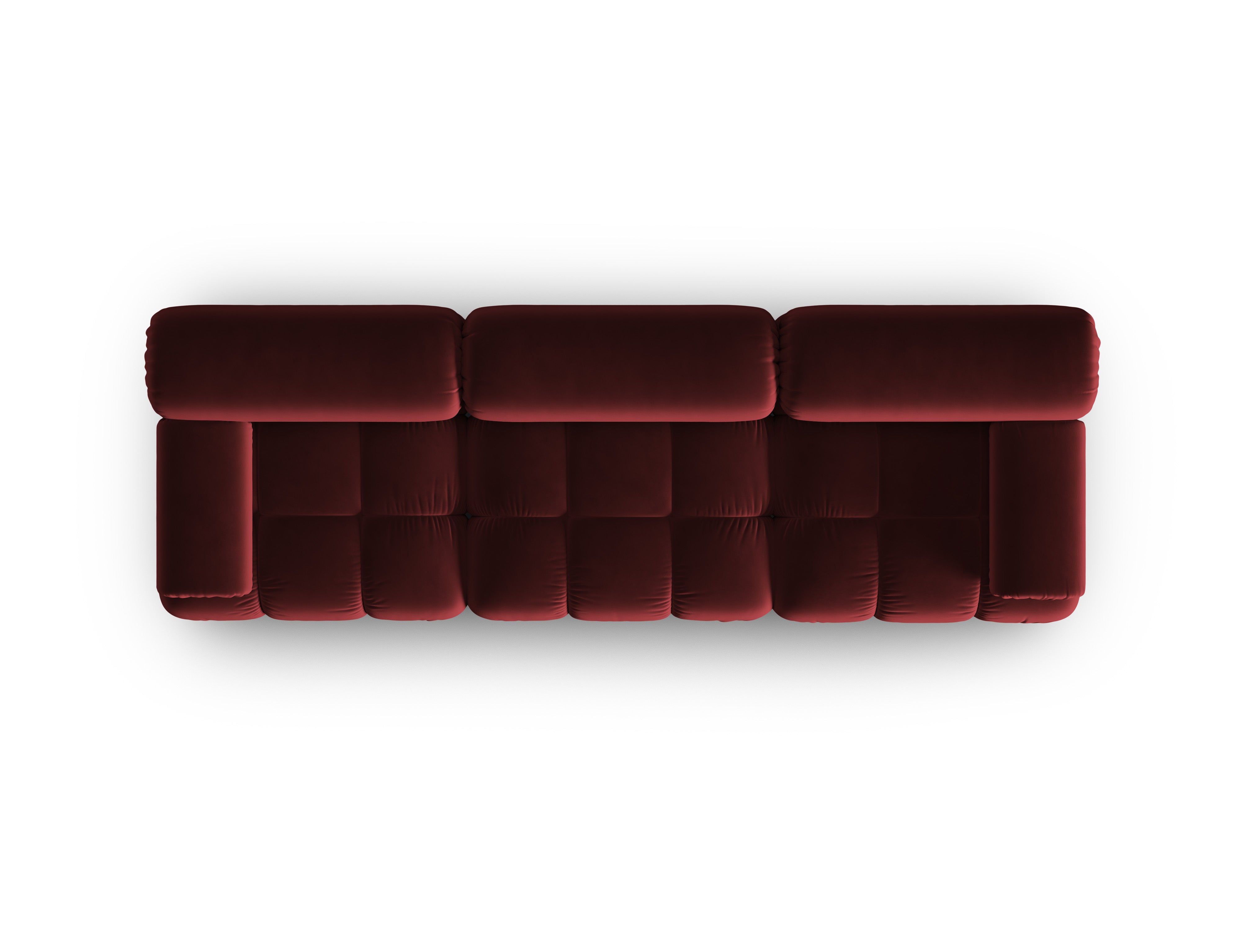 Sofa aksamitna 3-osobowa CORTINA winny czerwony – Cosmopolitan Design