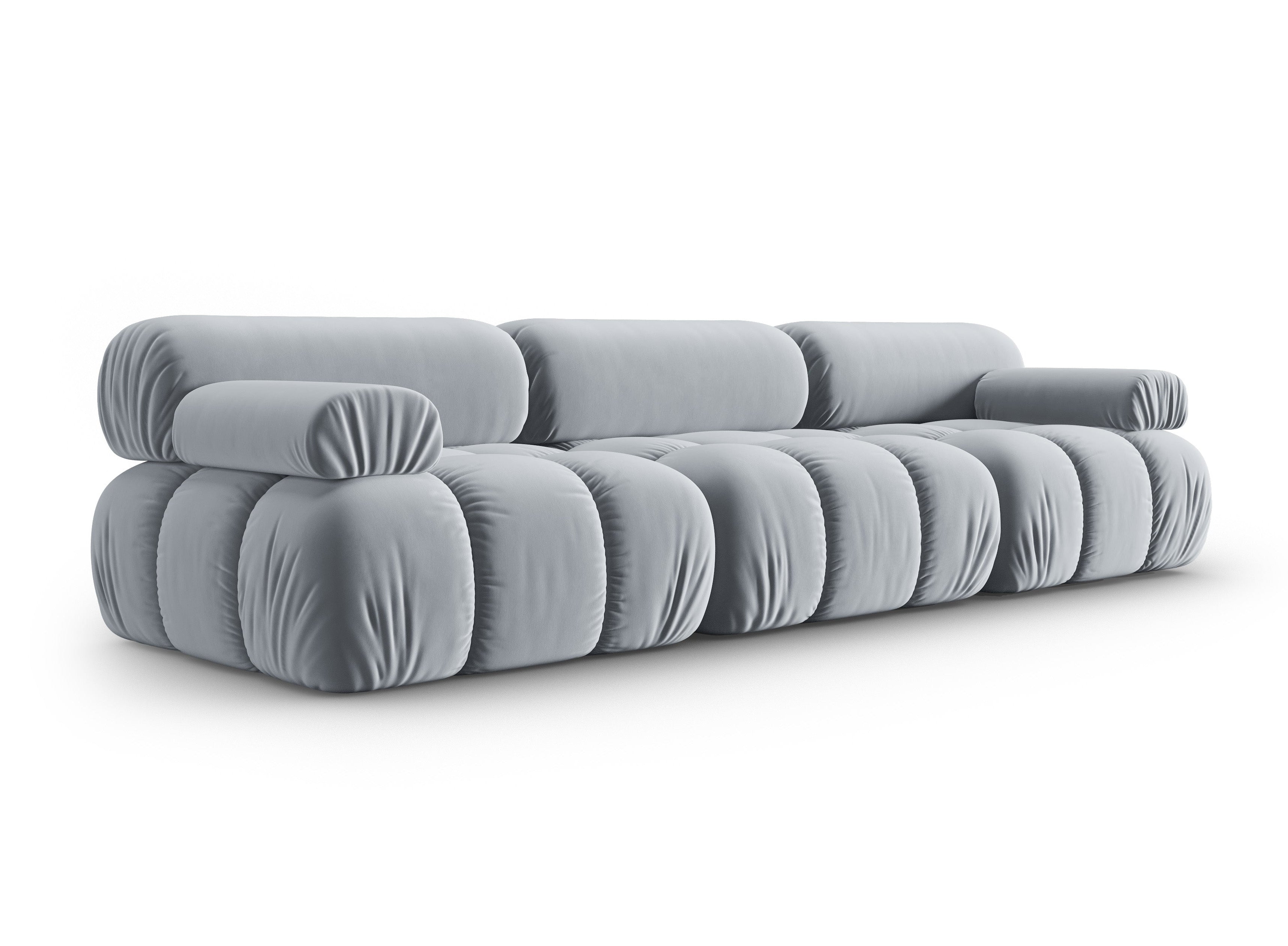 Sofa aksamitna 3-osobowa CORTINA błękitny do salonu