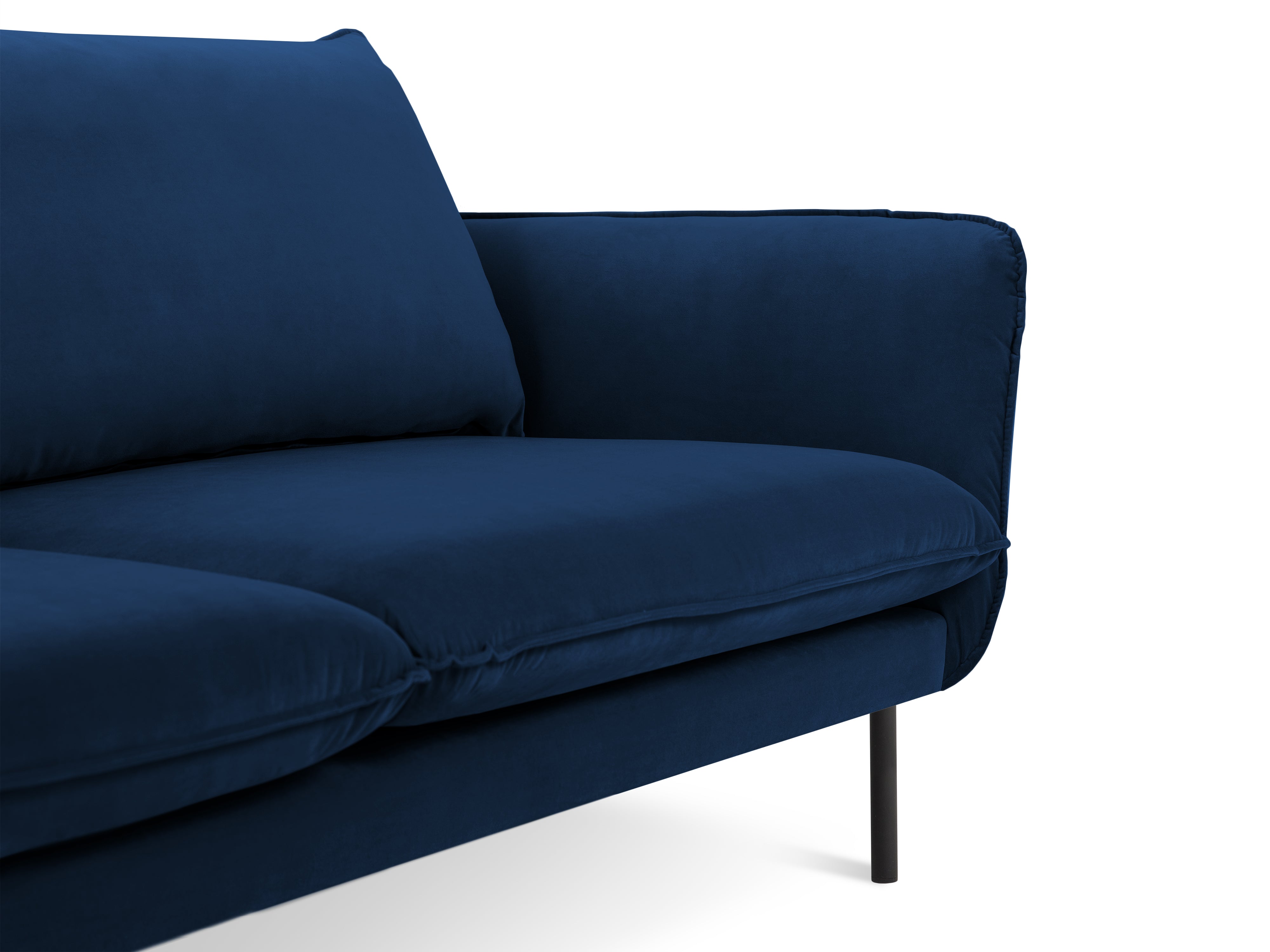 Sofa van fluweel 3-zits VIENNA koninklijk blauw met zwarte basis