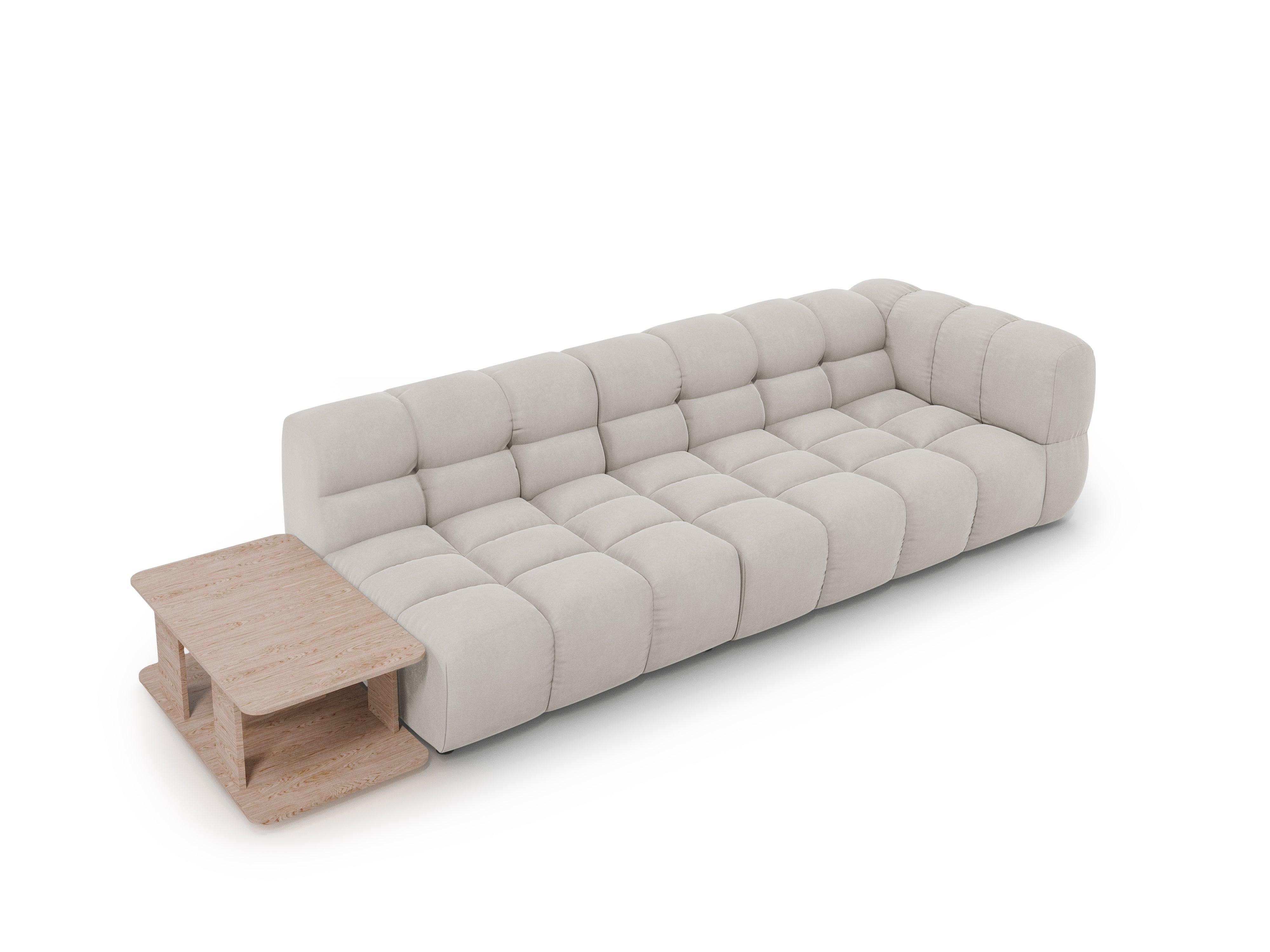 Sofa aksamitna lewostronna 4-osobowa otwarta ze stolikiem SKY kość słoniowa Cosmopolitan Design Eye on Design