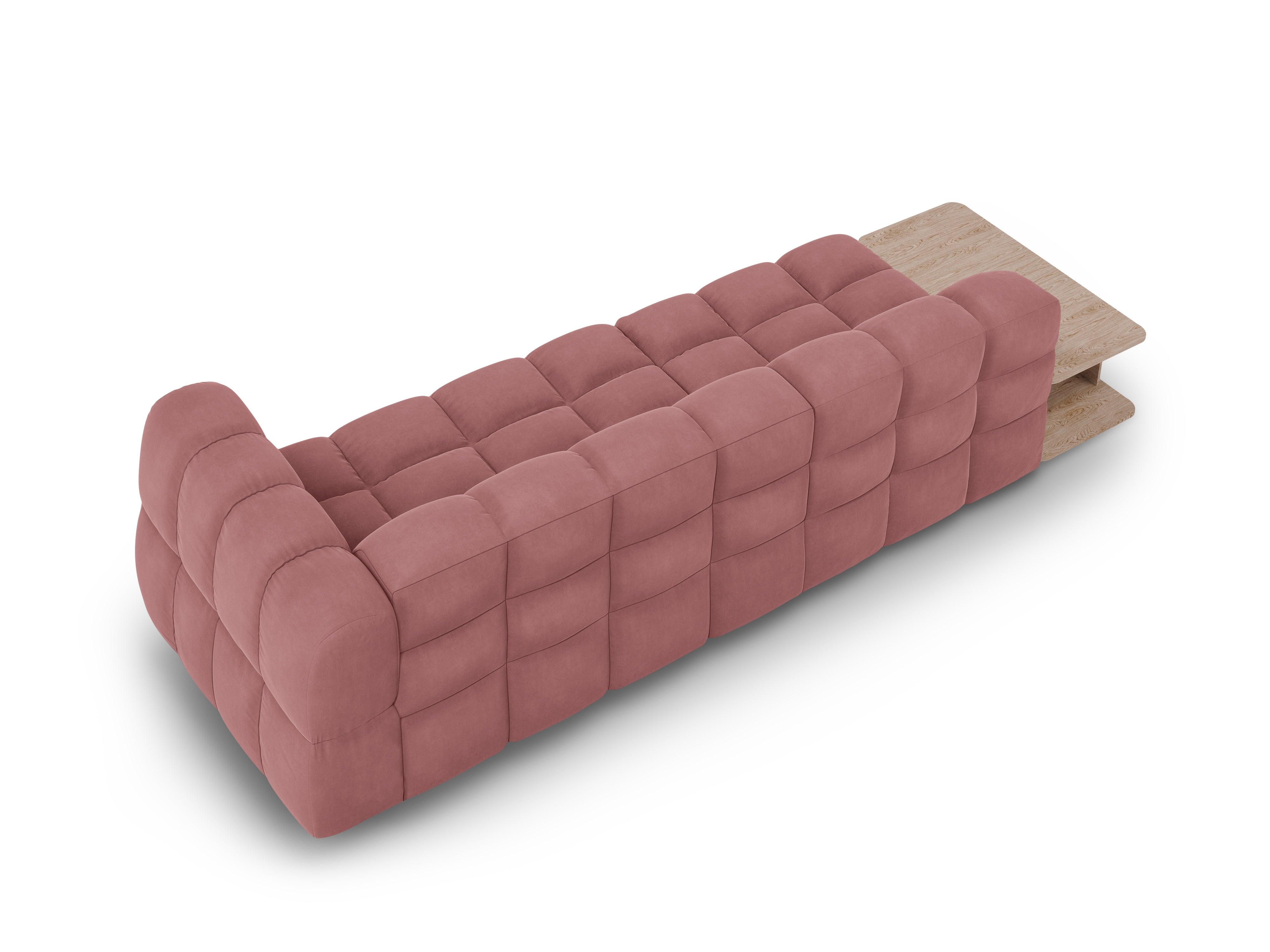 Sofa aksamitna lewostronna 4-osobowa otwarta ze stolikiem SKY łososiowy Cosmopolitan Design Eye on Design