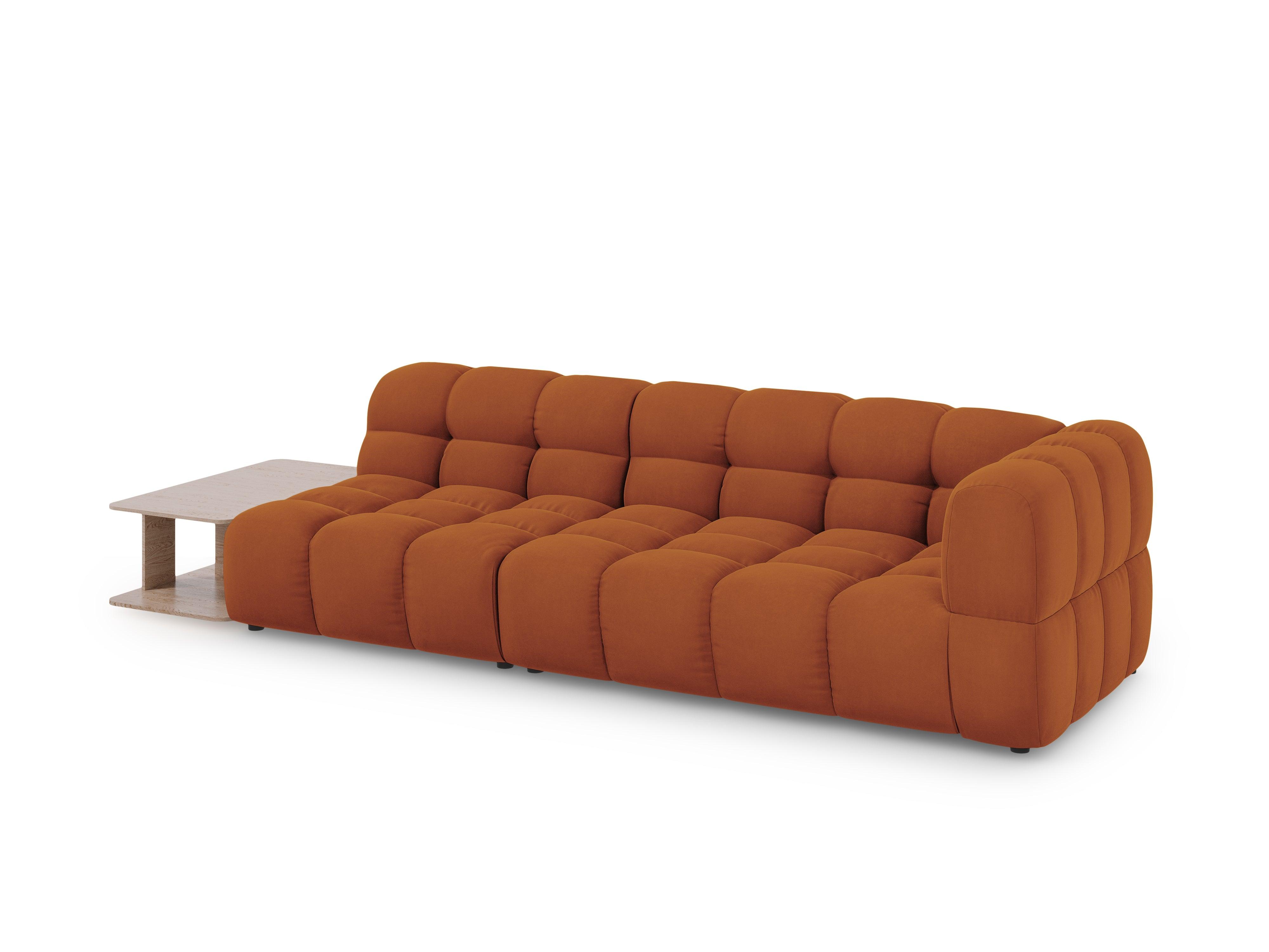 Sofa aksamitna lewostronna 4-osobowa otwarta ze stolikiem SKY terracotta Cosmopolitan Design Eye on Design