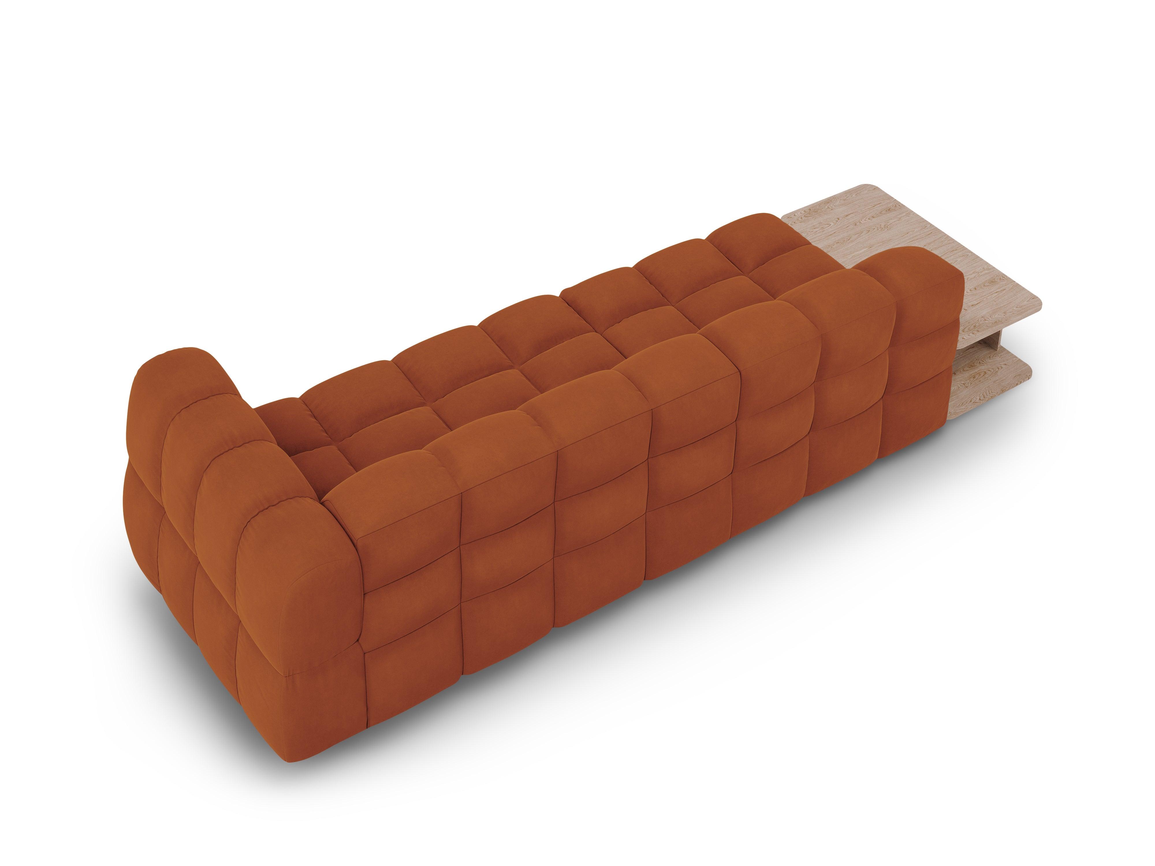 Sofa aksamitna lewostronna 4-osobowa otwarta ze stolikiem SKY terracotta Cosmopolitan Design Eye on Design