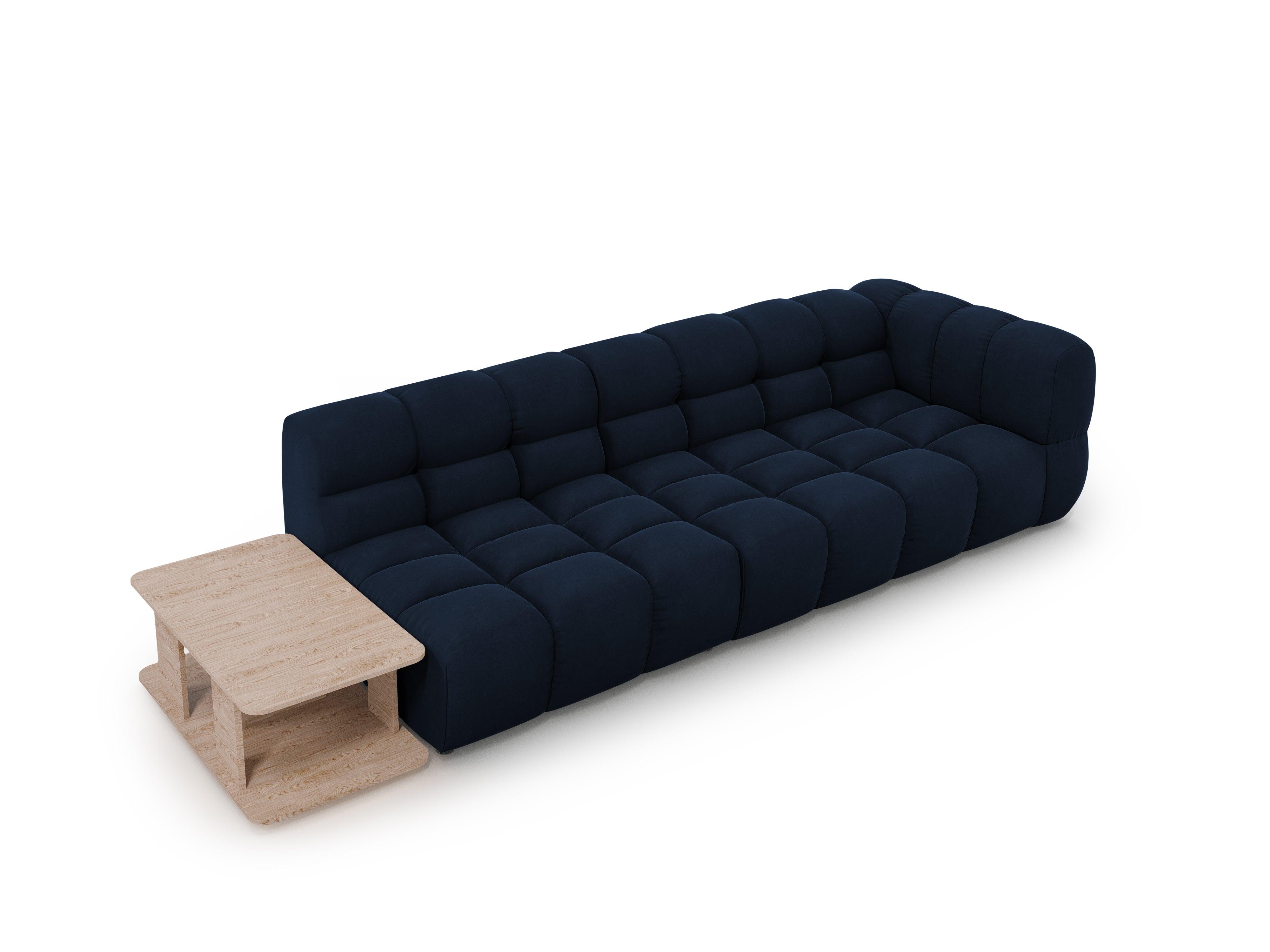 Sofa aksamitna lewostronna 4-osobowa otwarta ze stolikiem SKY granat królewski Cosmopolitan Design Eye on Design