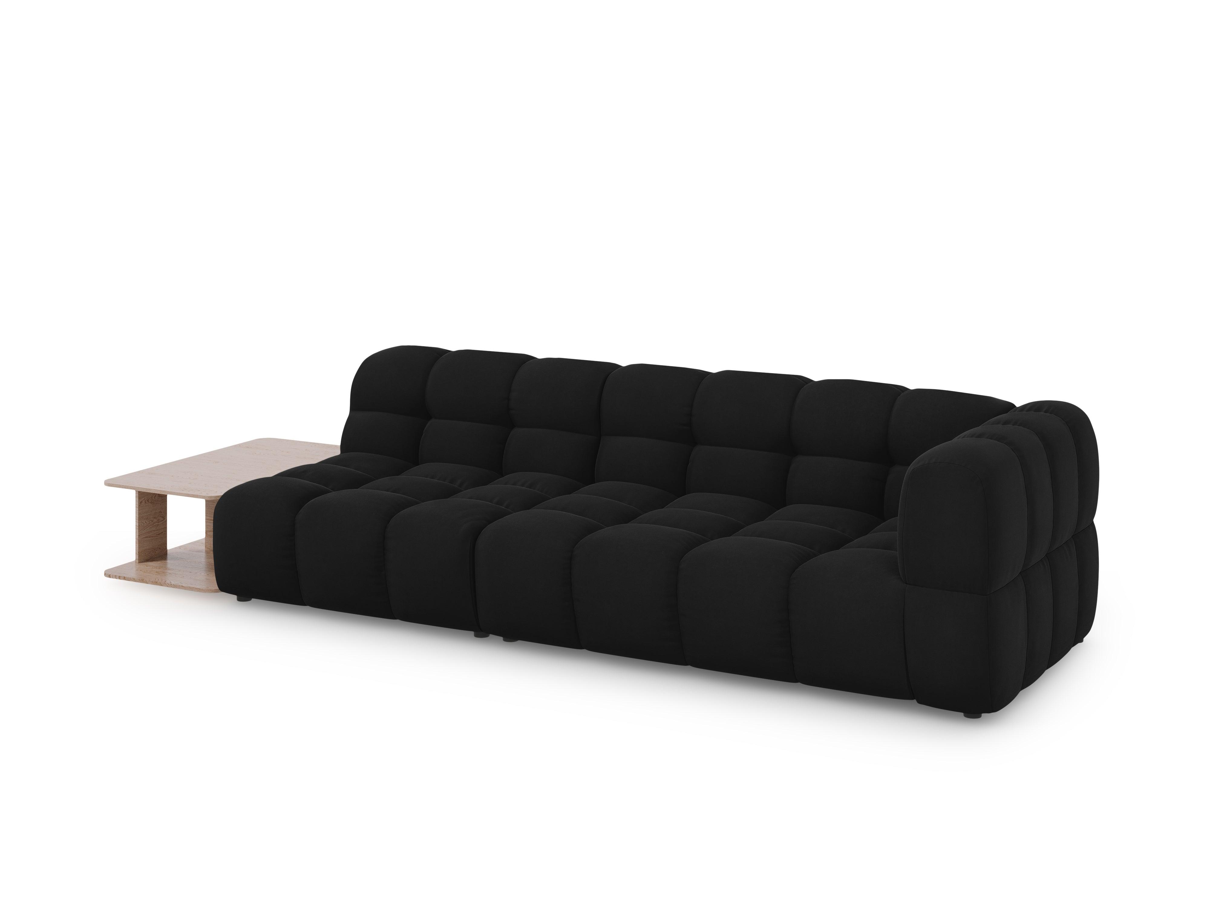 Sofa aksamitna lewostronna 4-osobowa otwarta ze stolikiem SKY czarny Cosmopolitan Design Eye on Design