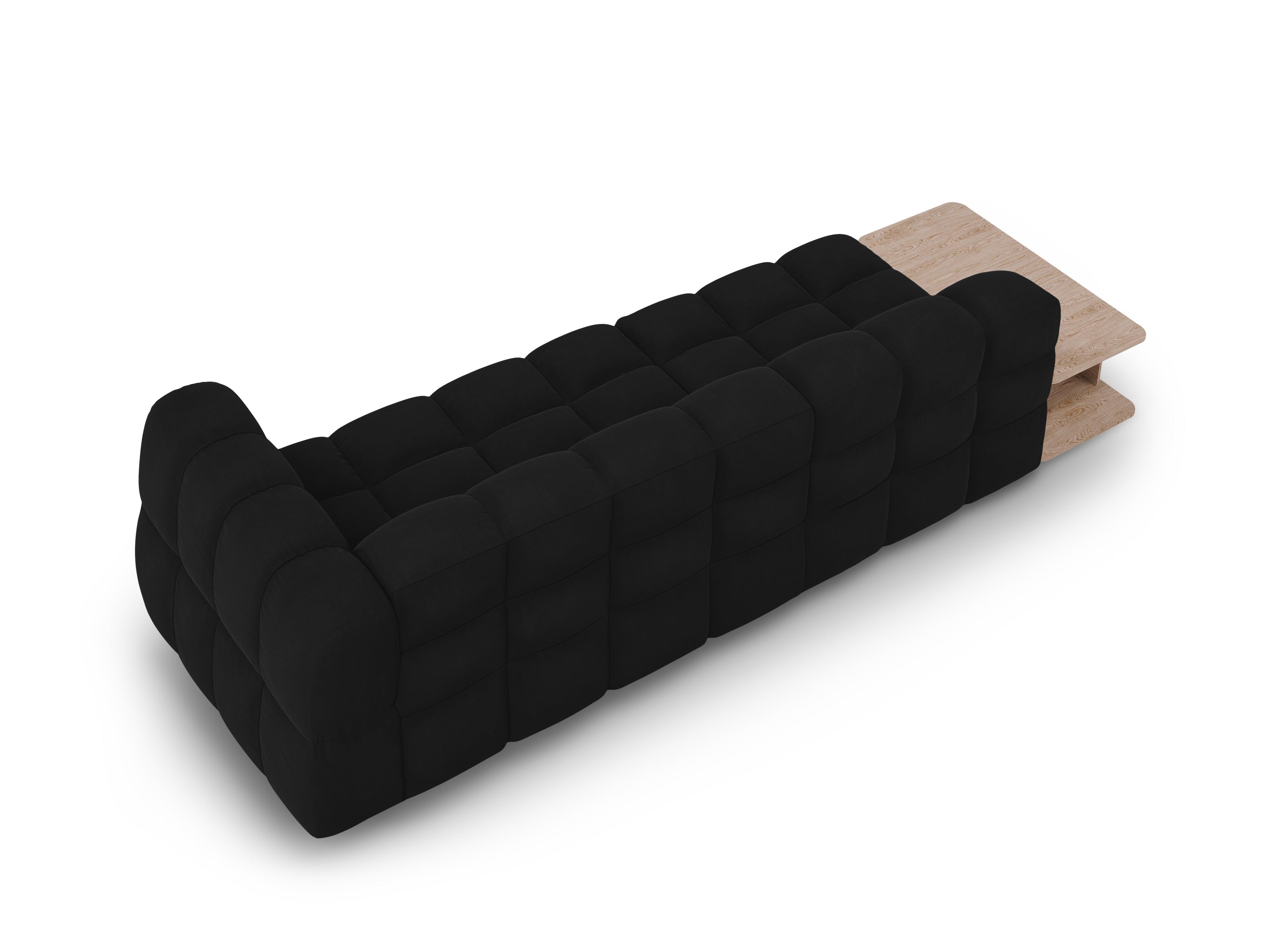 Sofa aksamitna lewostronna 4-osobowa otwarta ze stolikiem SKY czarny Cosmopolitan Design Eye on Design