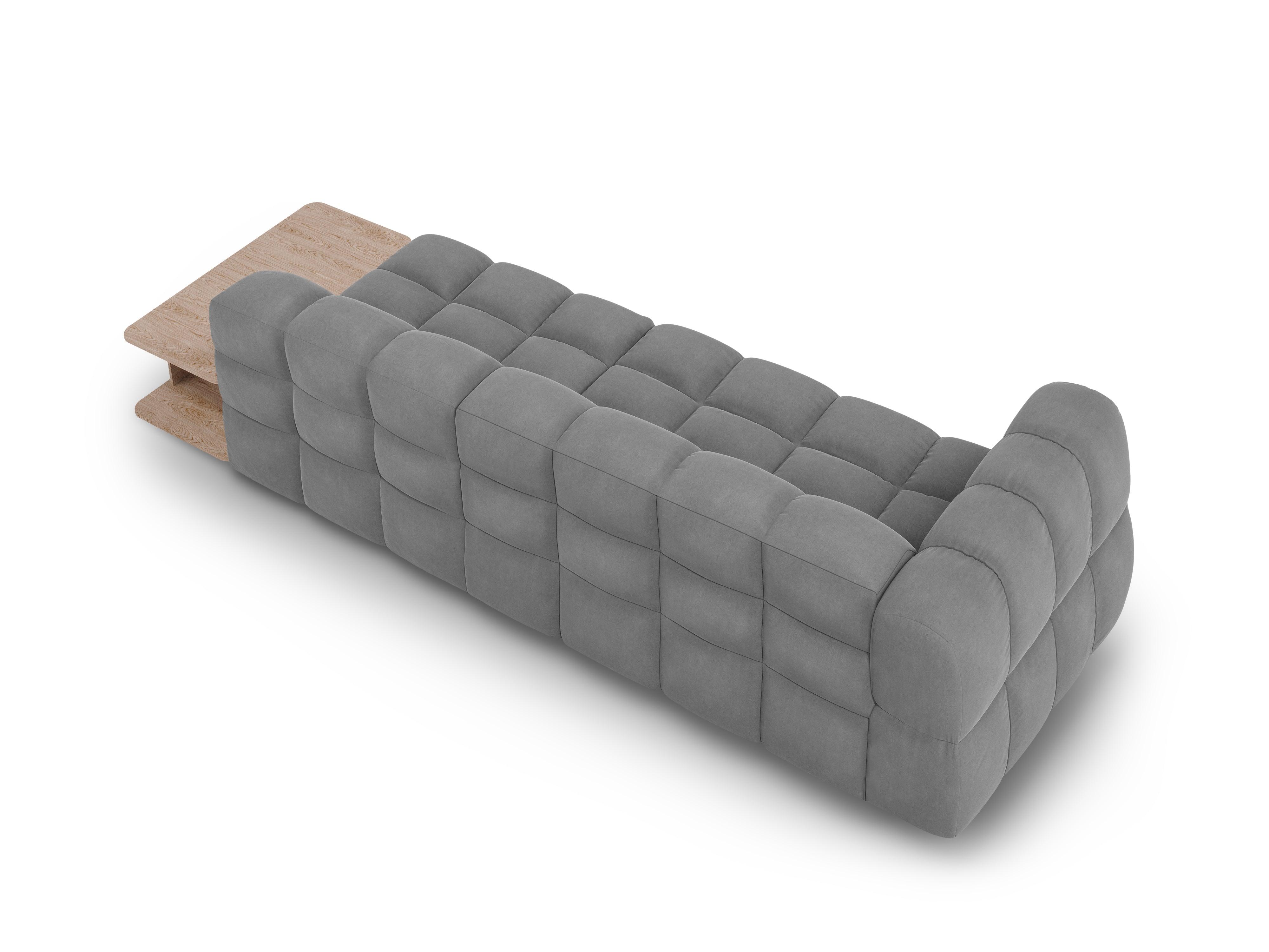 Sofa aksamitna prawostronna 4-osobowa otwarta ze stolikiem SKY jasnoszary Cosmopolitan Design Eye on Design