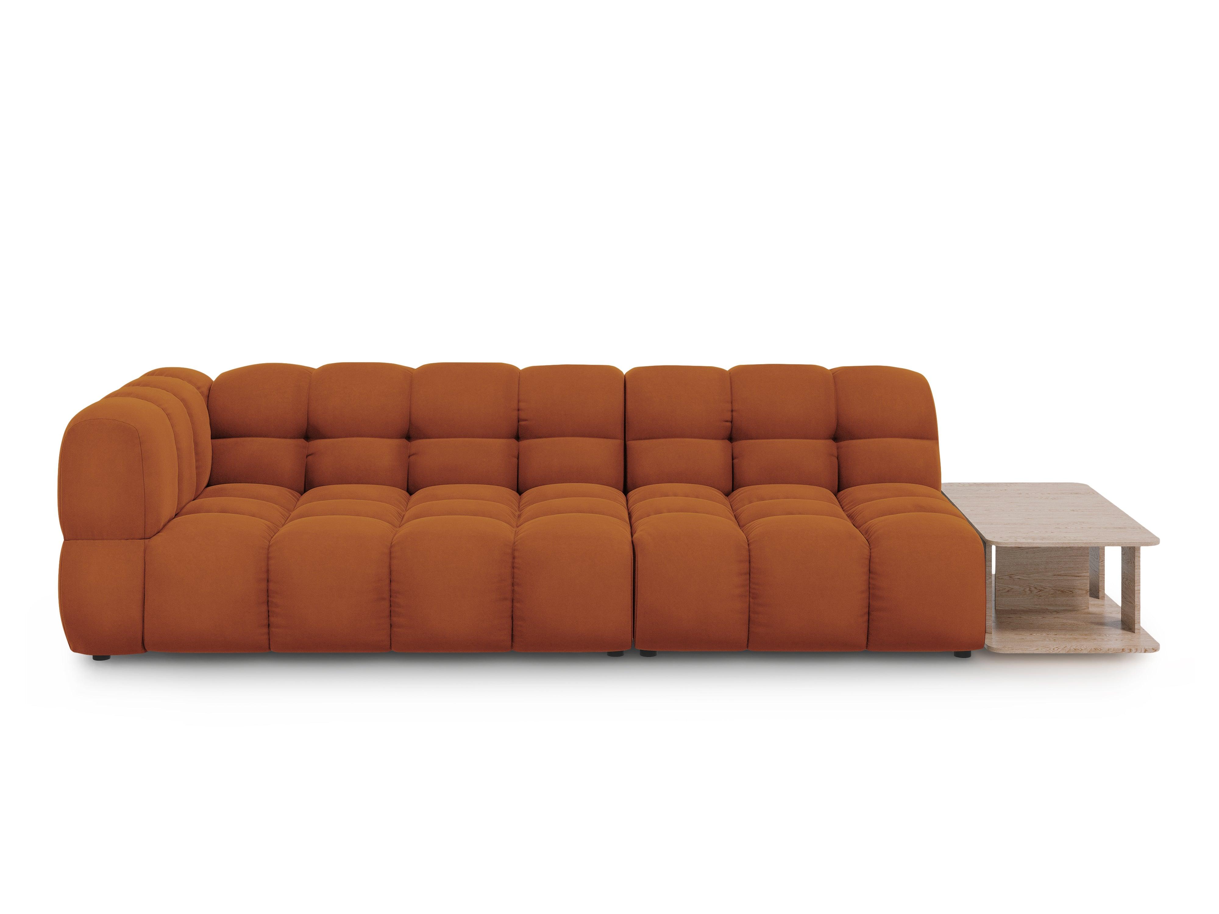 Sofa aksamitna prawostronna 4-osobowa otwarta ze stolikiem SKY terracotta Cosmopolitan Design Eye on Design