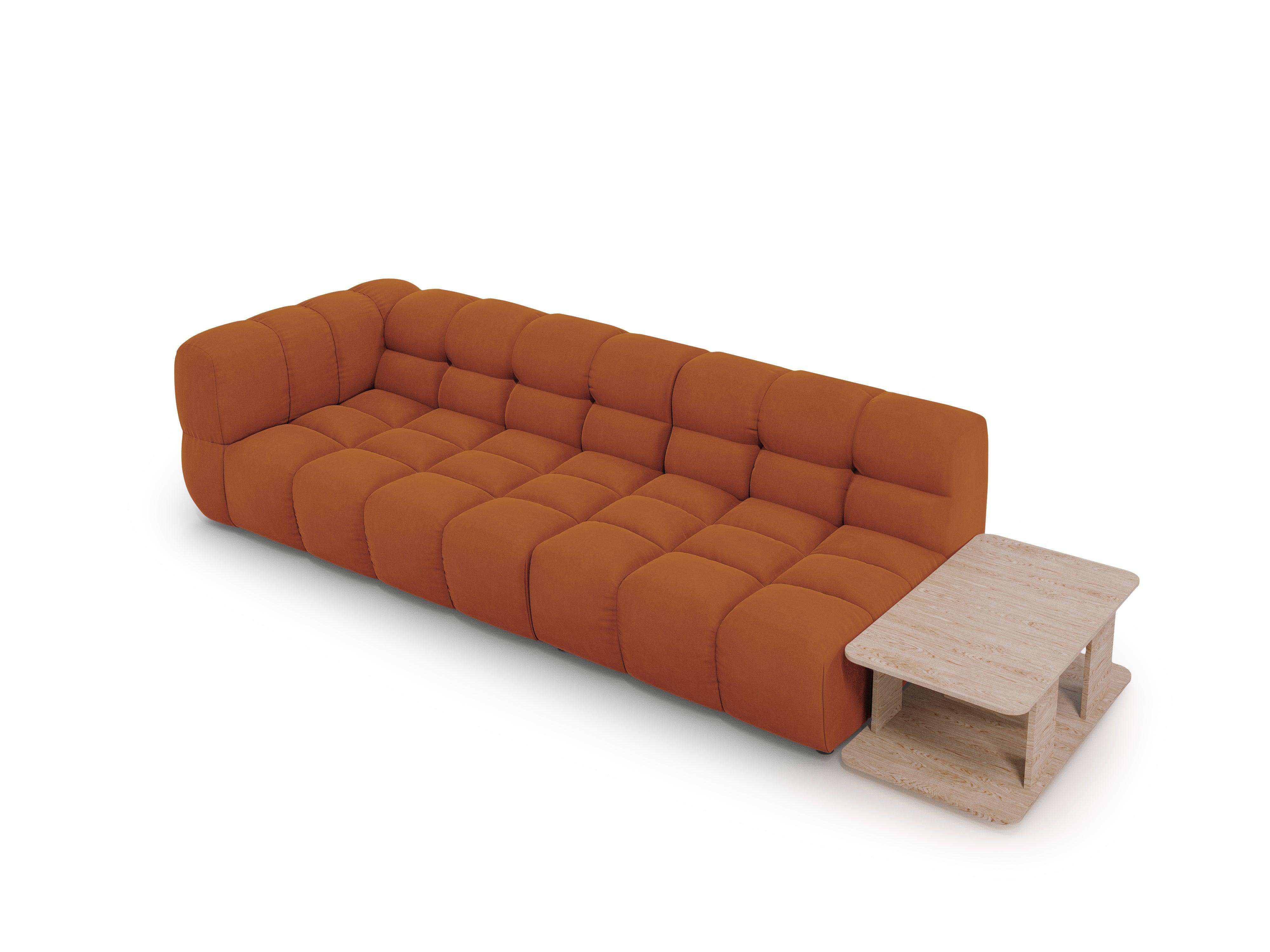 Sofa aksamitna prawostronna 4-osobowa otwarta ze stolikiem SKY terracotta Cosmopolitan Design Eye on Design
