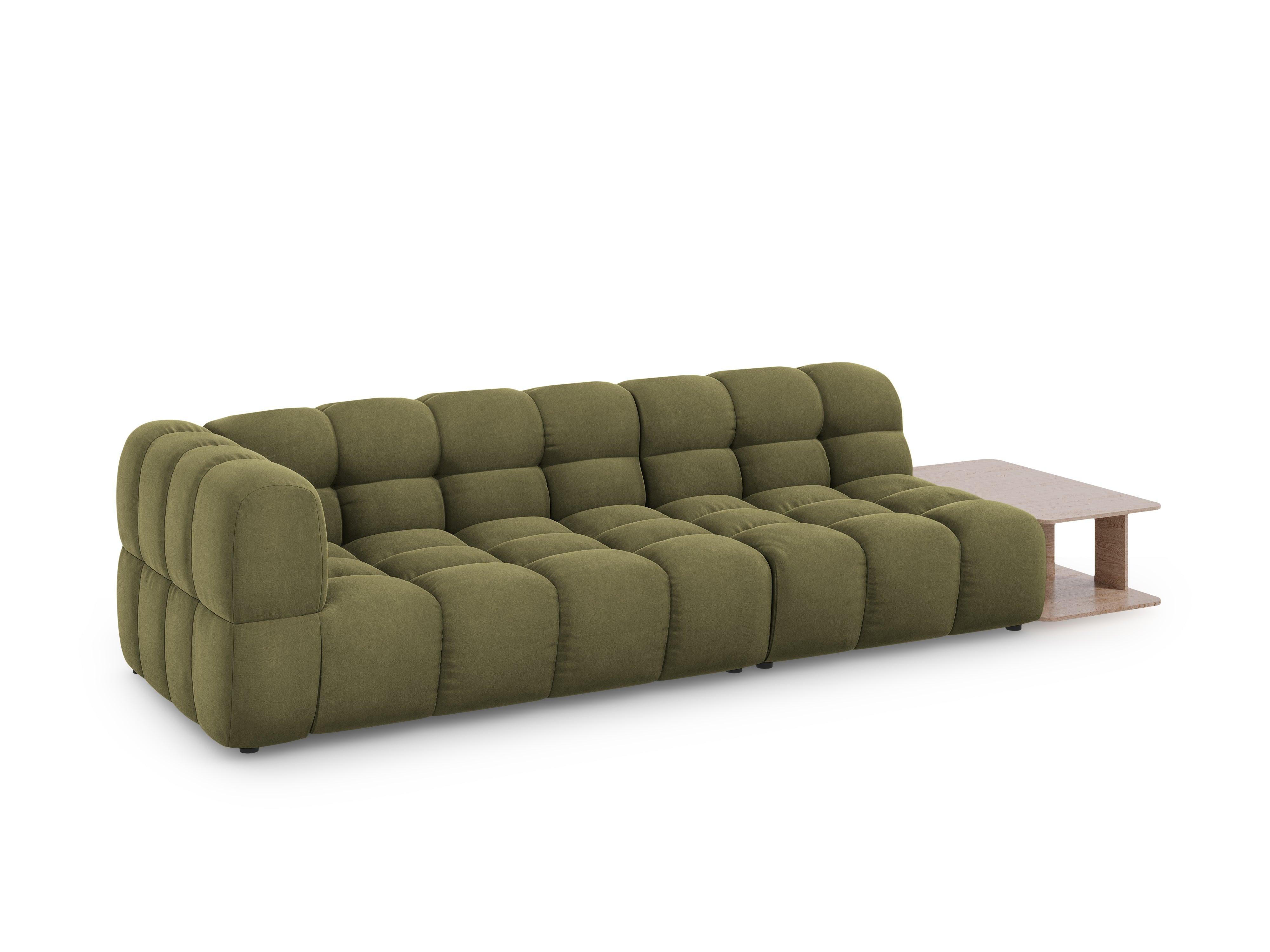 Sofa aksamitna prawostronna 4-osobowa otwarta ze stolikiem SKY jasnozielony Cosmopolitan Design Eye on Design