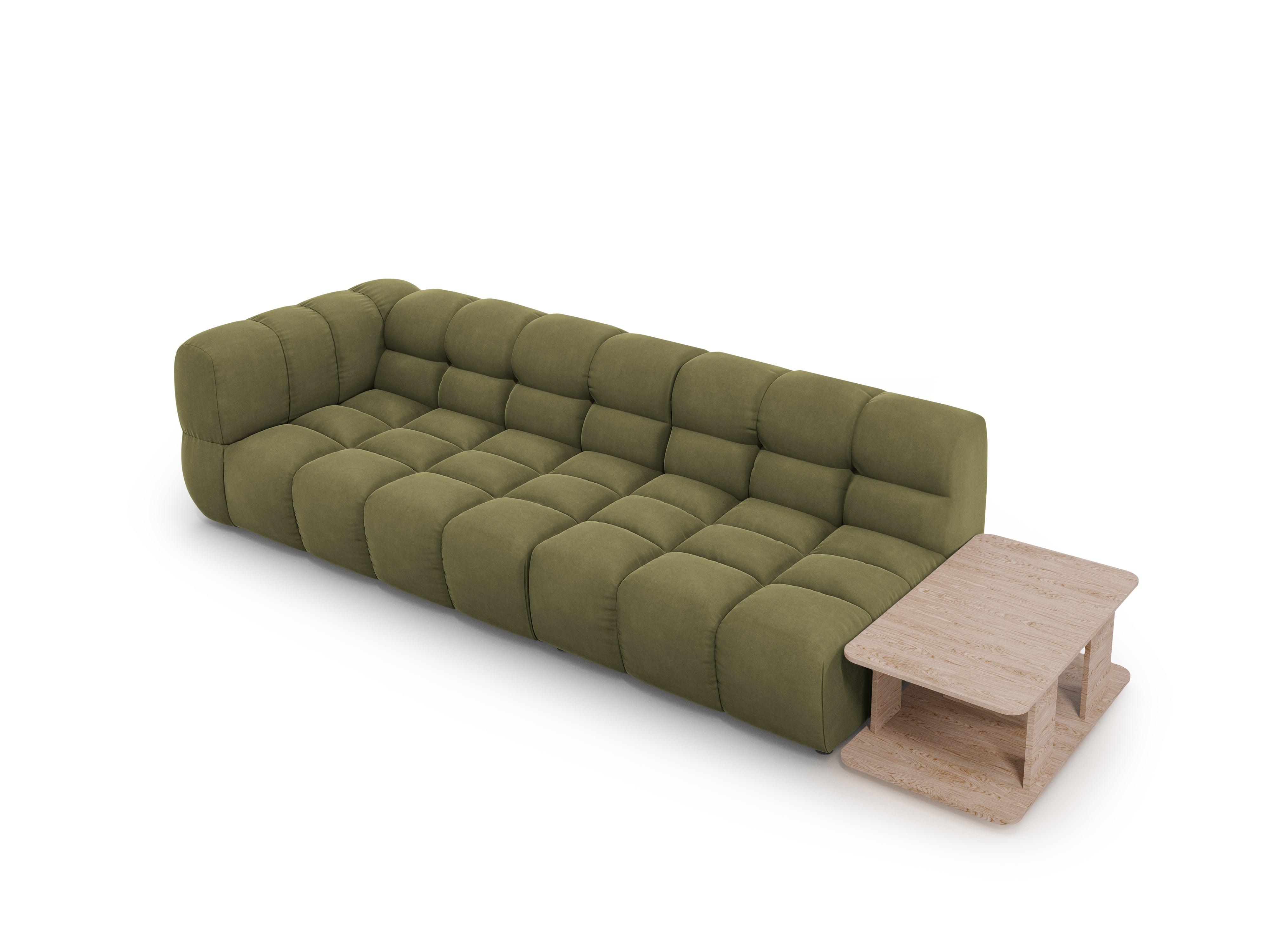 Sofa aksamitna prawostronna 4-osobowa otwarta ze stolikiem SKY jasnozielony Cosmopolitan Design Eye on Design