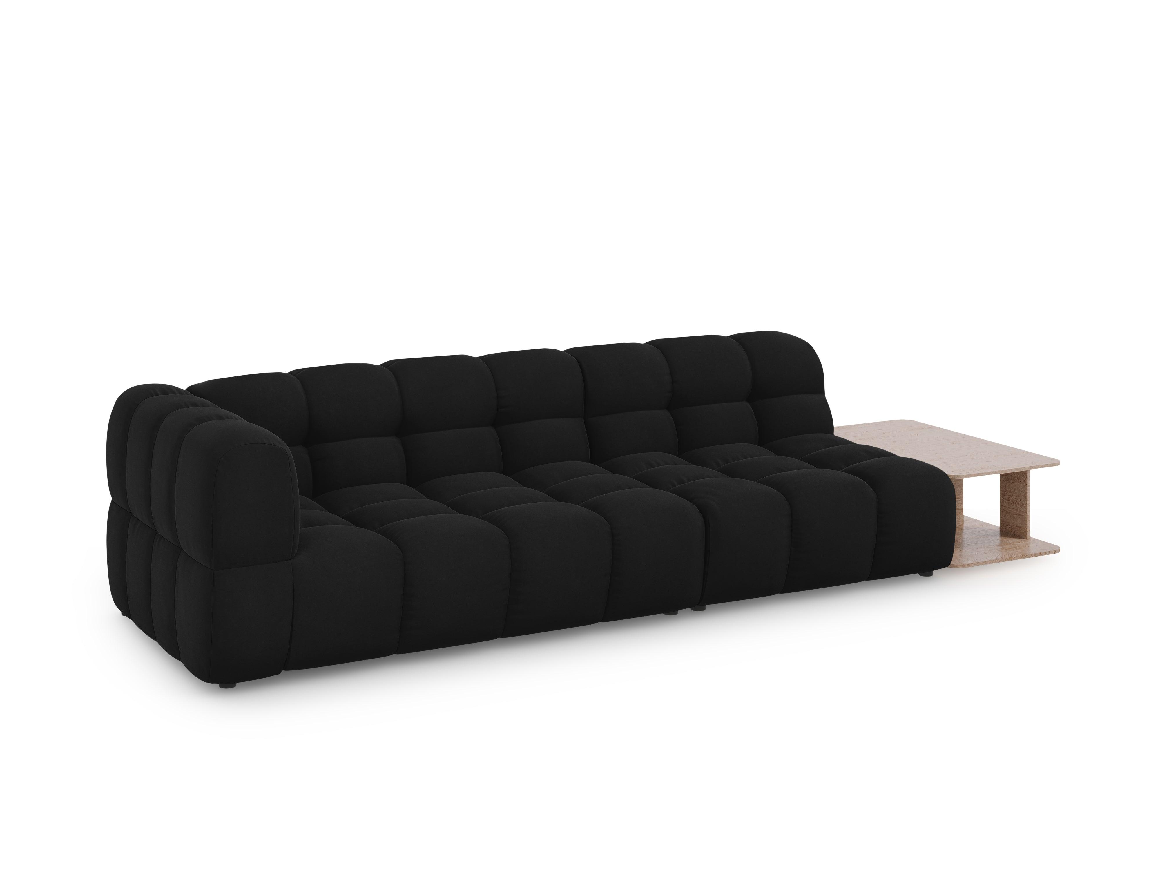 Sofa aksamitna prawostronna 4-osobowa otwarta ze stolikiem SKY czarny Cosmopolitan Design Eye on Design