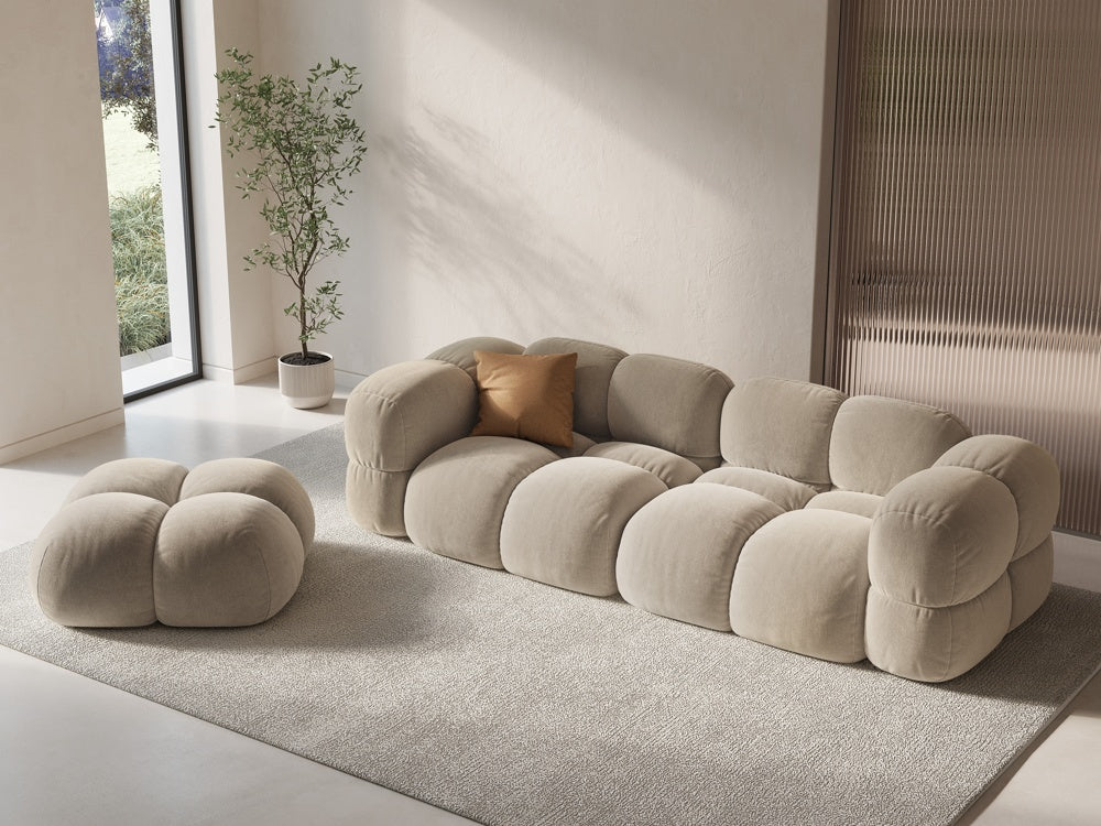 Sofa voor 4 personen van fluweel LORETTO beige