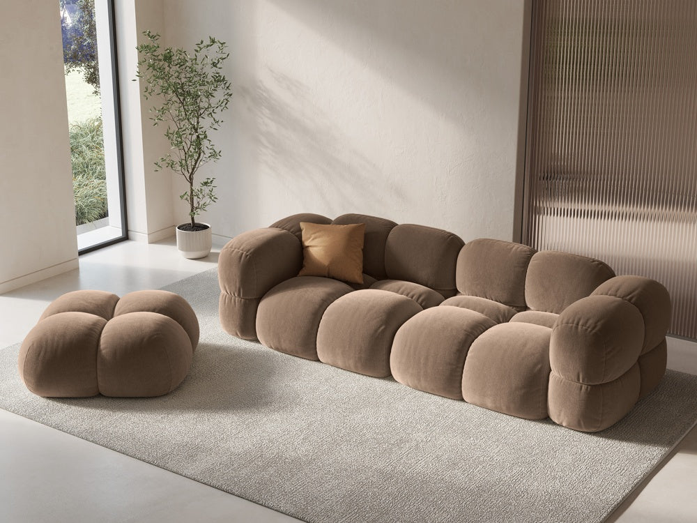 Sofa für 4 Personen aus Samt LORETTO dunkelbeige