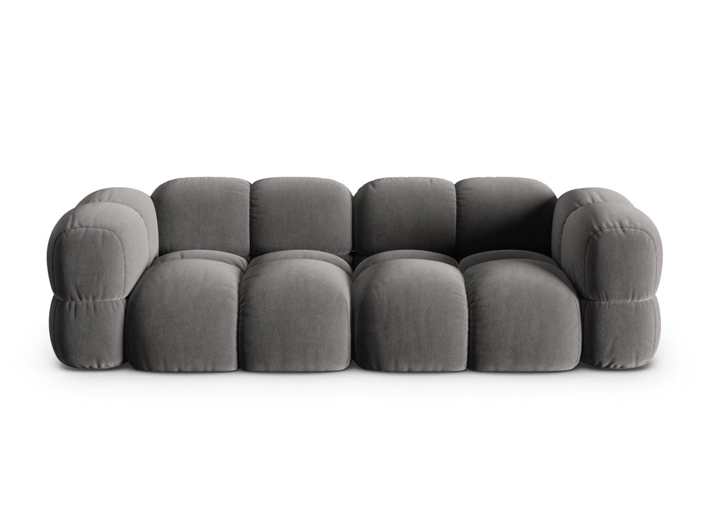Sofa voor 4 personen van fluweel LORETTO grijs