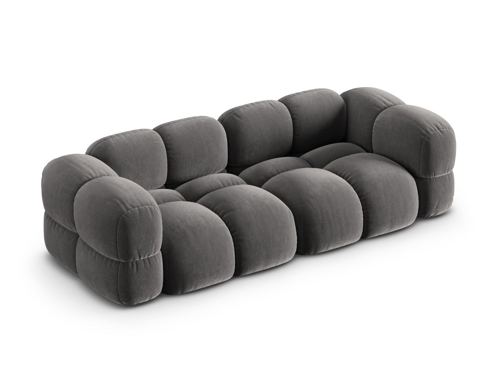 Sofa voor 4 personen van fluweel LORETTO grijs