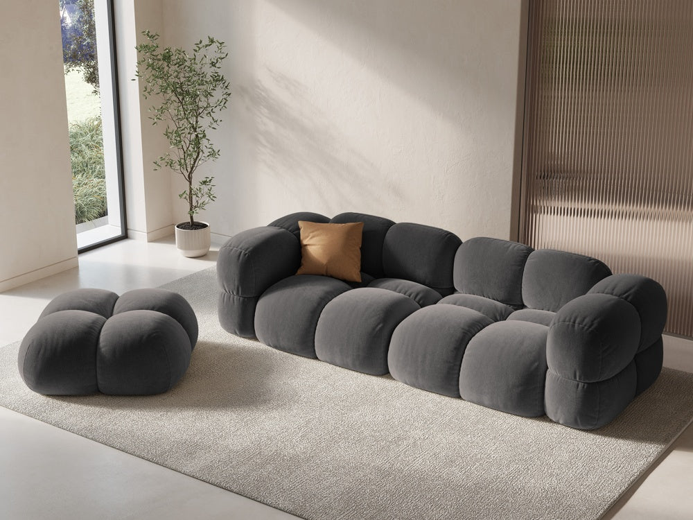 Sofa voor 4 personen van fluweel LORETTO grijs