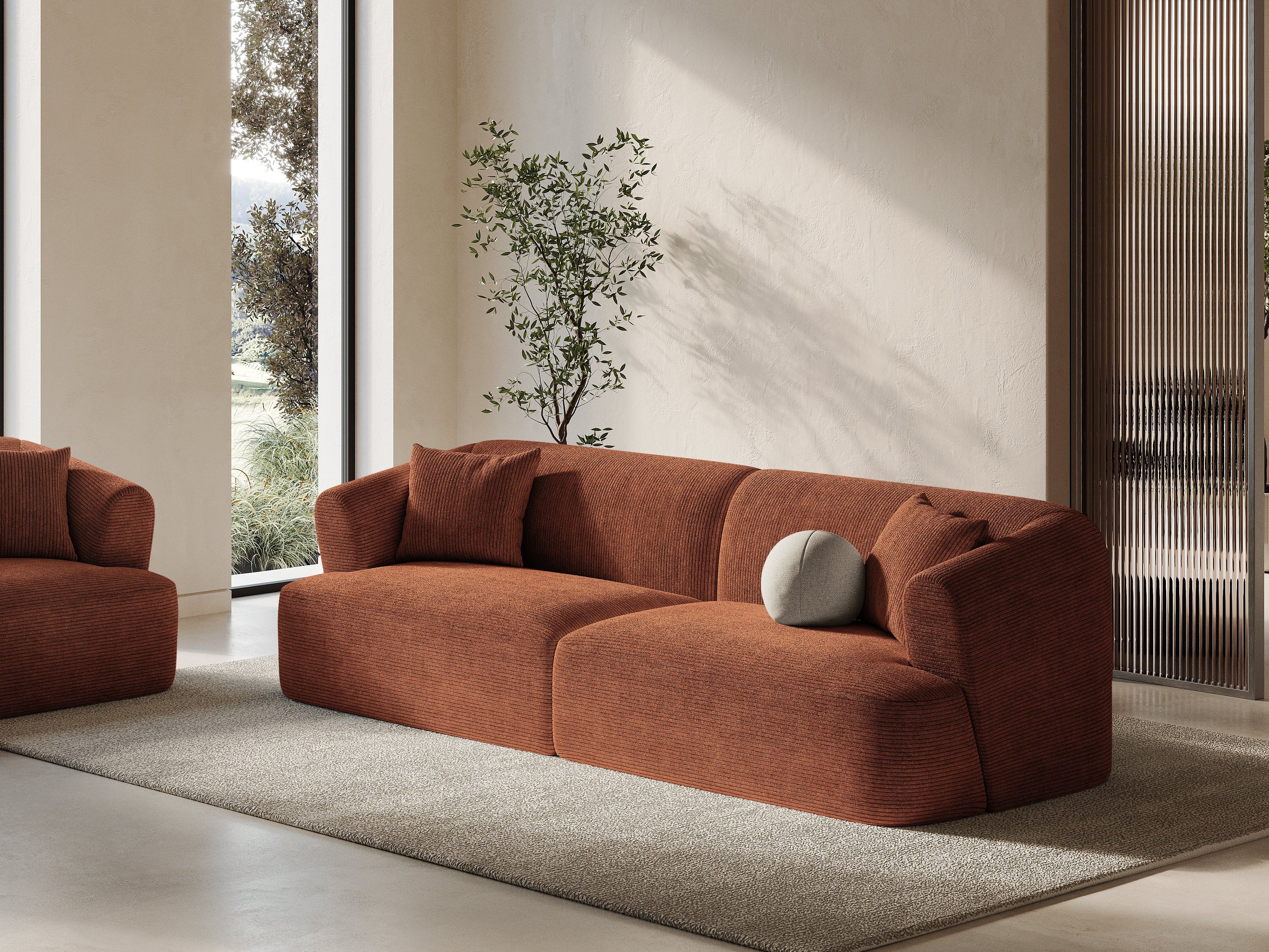 4-seater CAMPI sofa in brick corduroy