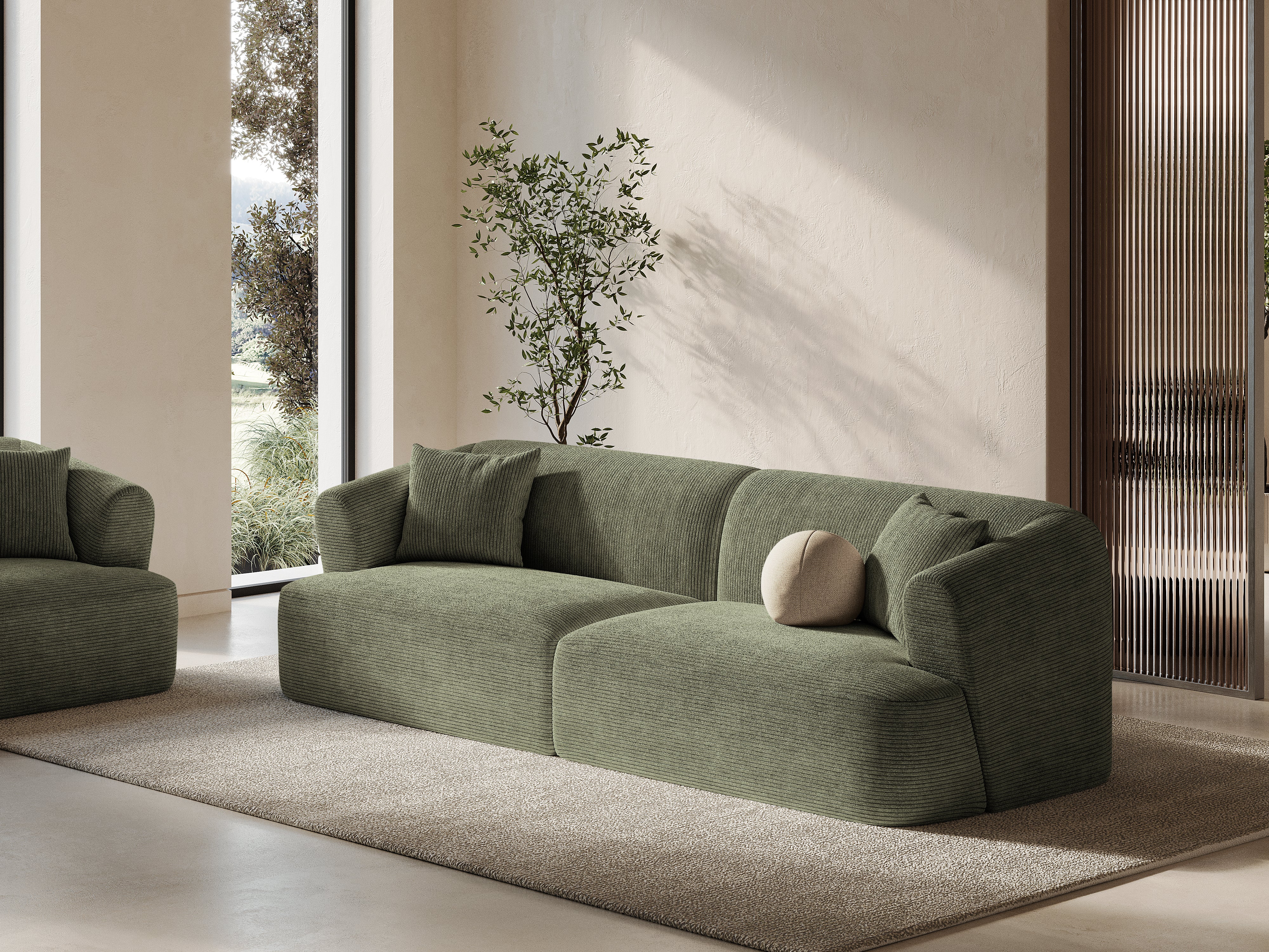 Sofa voor 4 personen CAMPI groene corduroy