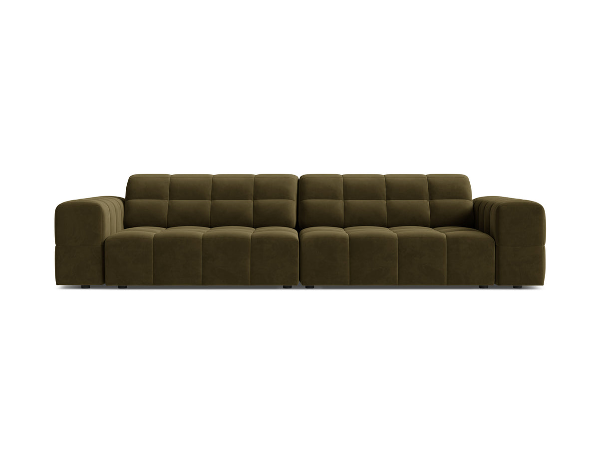 Sofa aksamitna 4-osobowa CHICAGO oliwkowy – Cosmopolitan Design