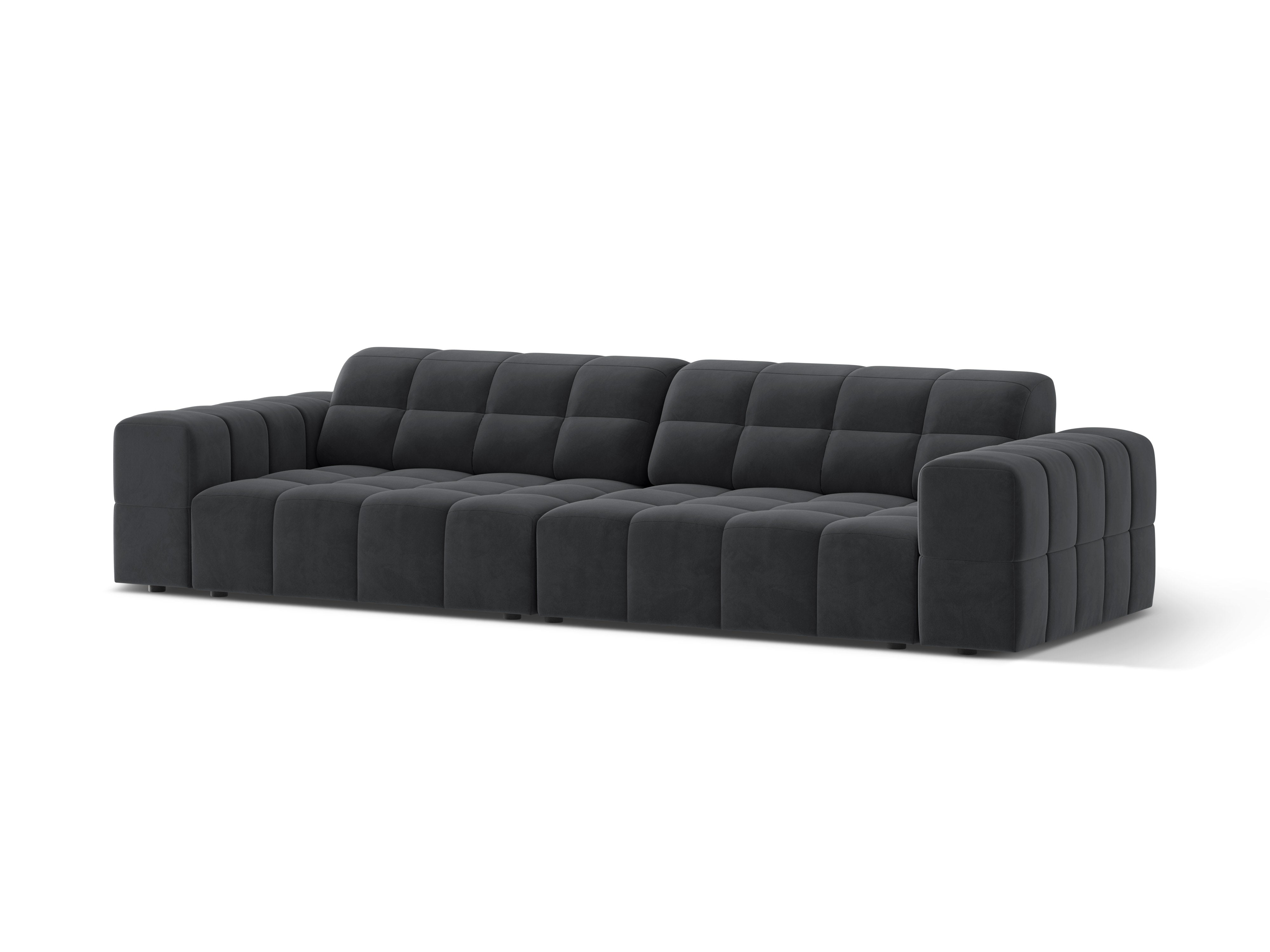 Sofa aksamitna 4-osobowa CHICAGO ciemnoszary do salonu