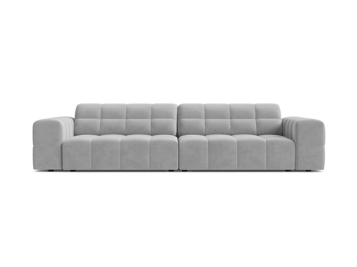 Sofa aksamitna 4-osobowa CHICAGO jasnoszary – Cosmopolitan Design