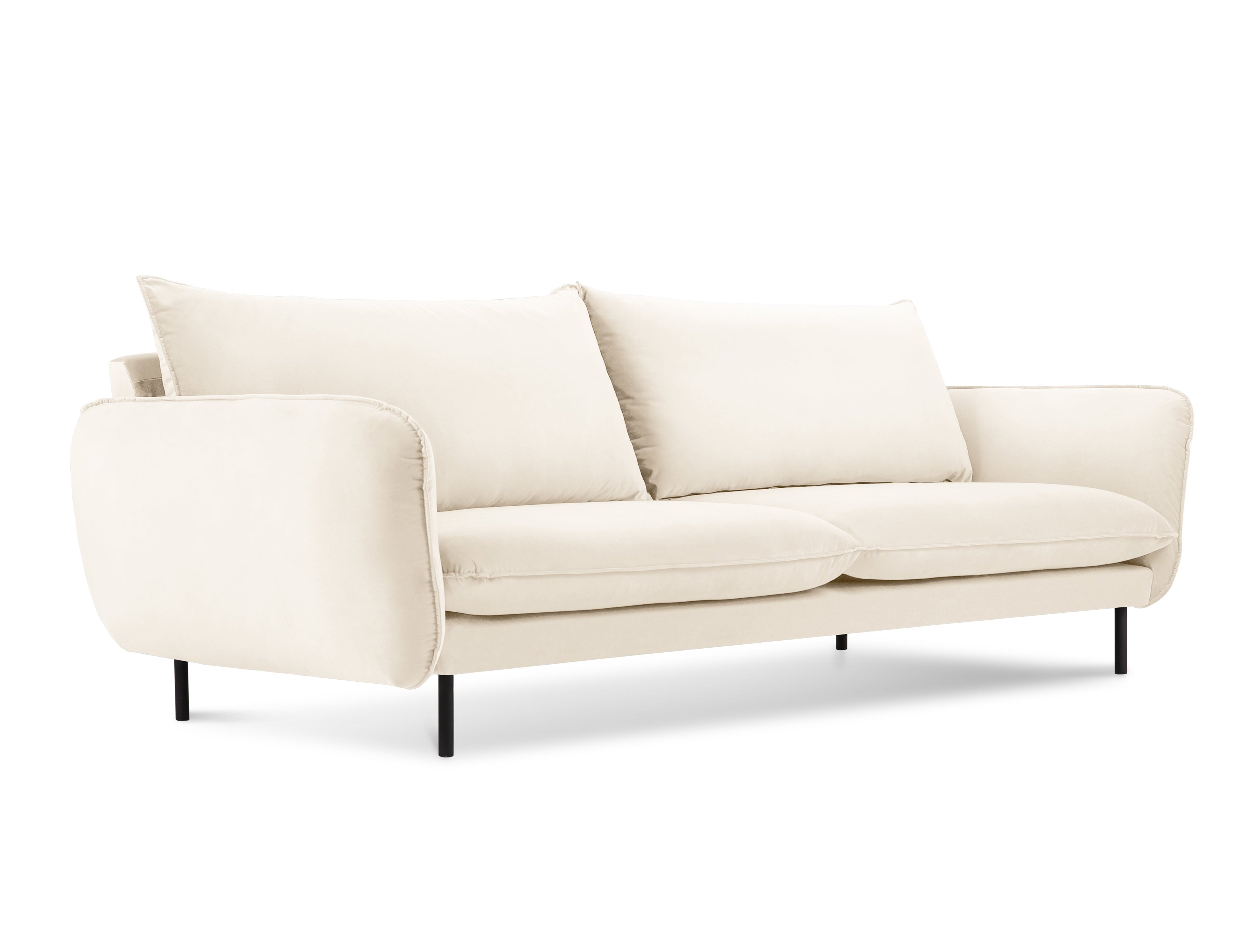 Velvet sofa for 4 people VIENNA beige with black base