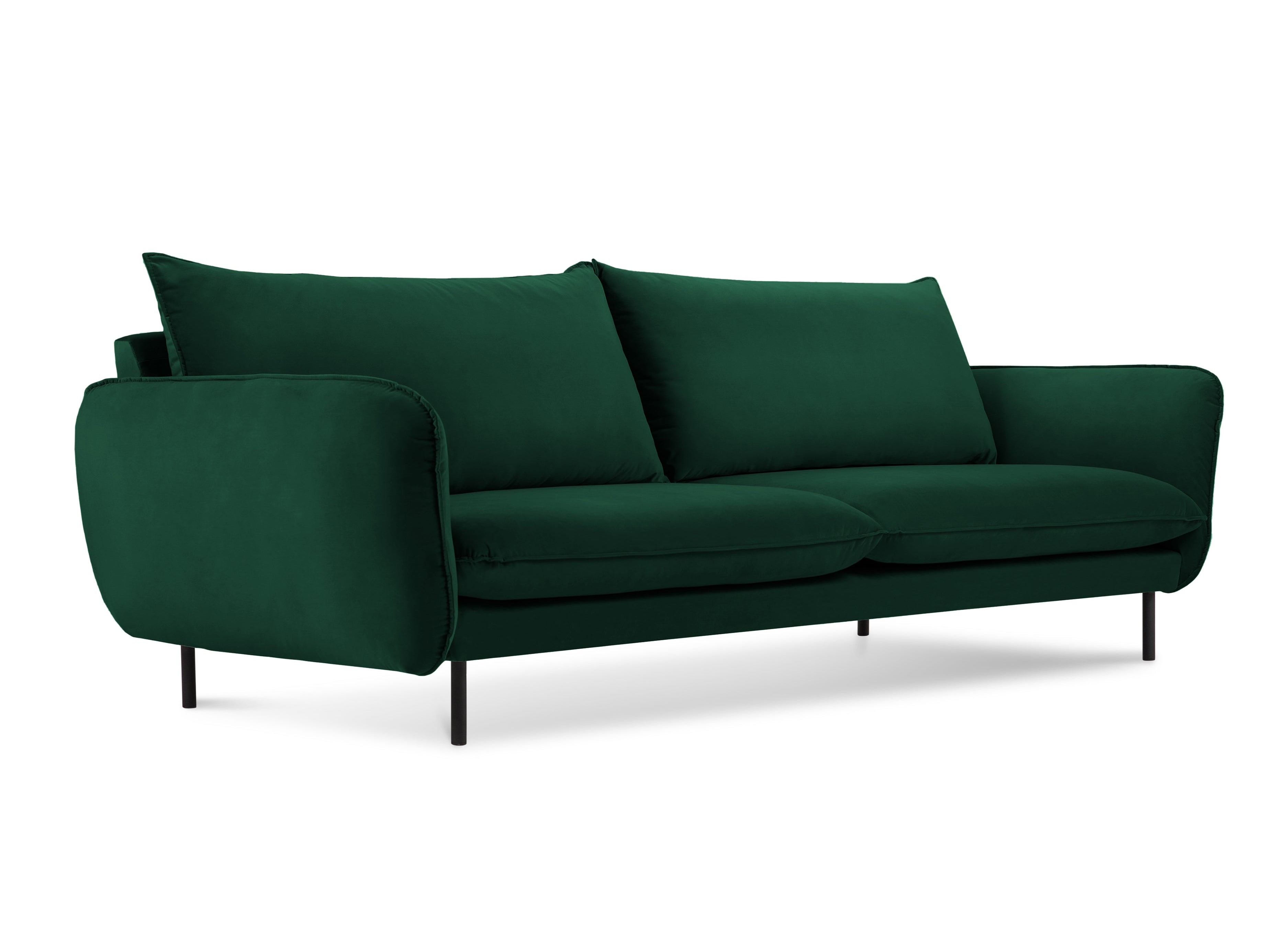 Sofa van fluweel voor 4 personen VIENNA donkergroen met zwarte basis