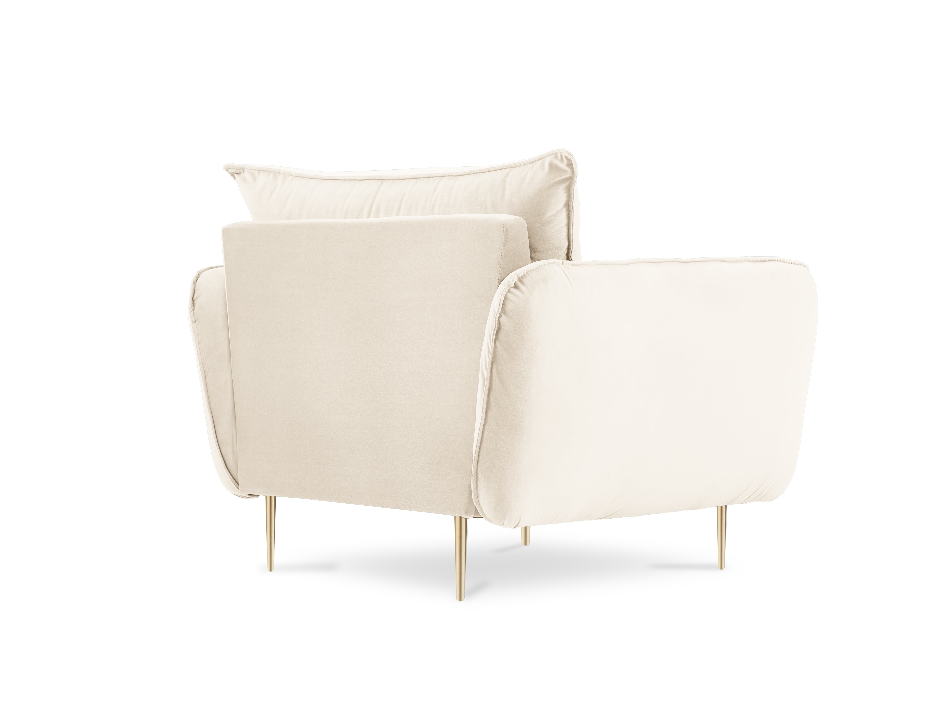 Fluwelen fauteuil VIENNA beige met gouden basis