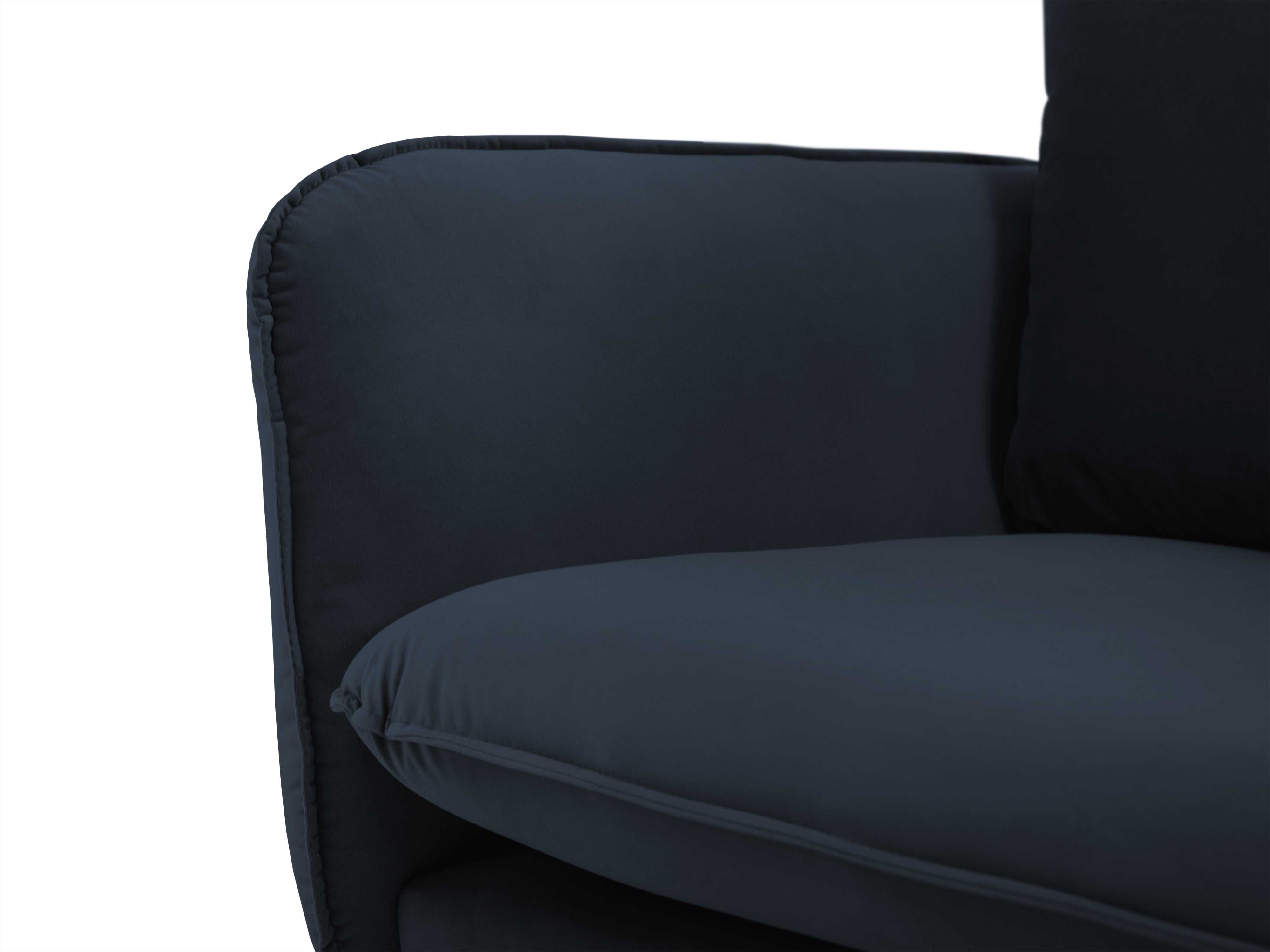 Velvet armchair VIENNA dark blue with black base