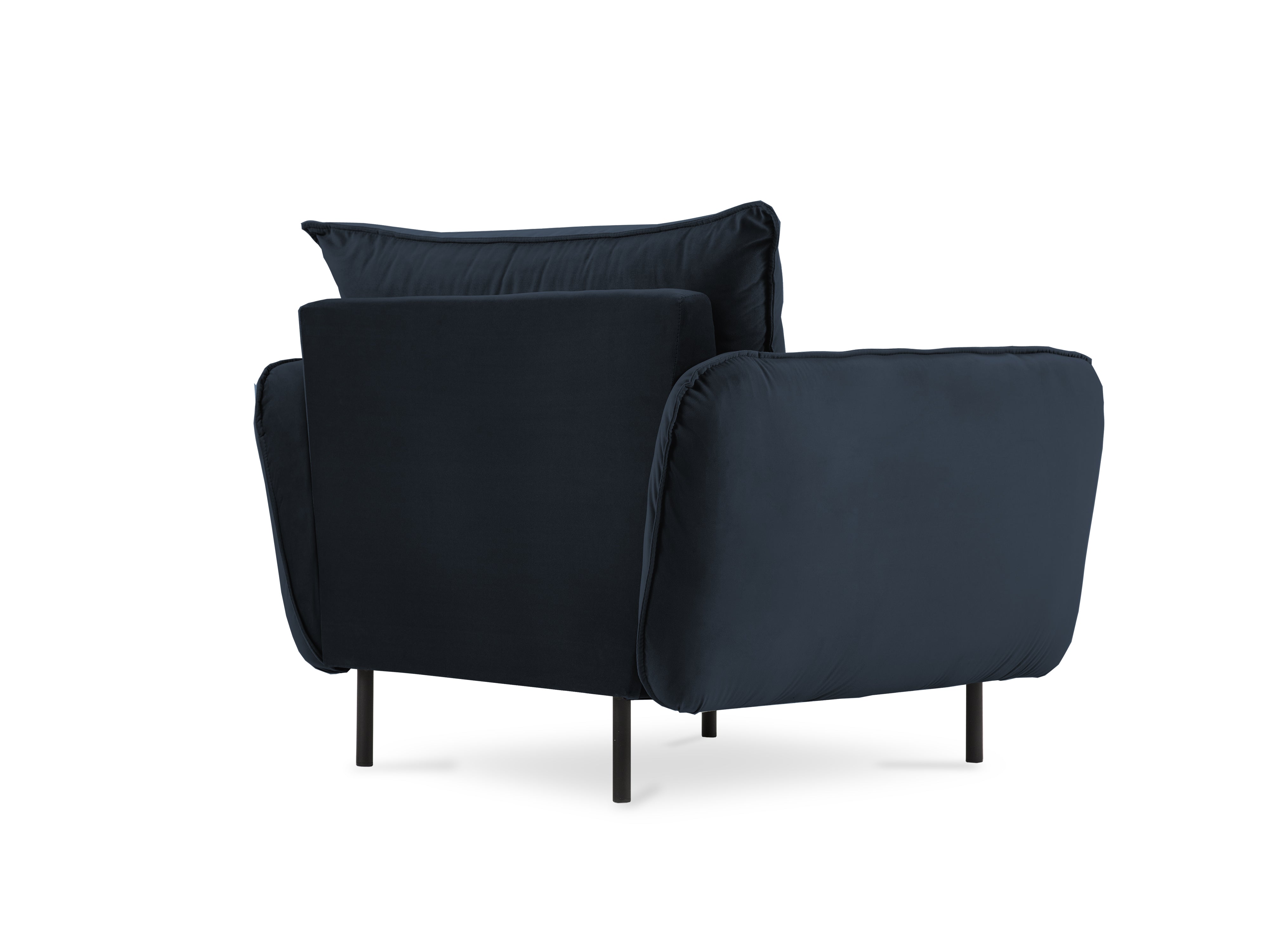 Velvet armchair VIENNA dark blue with black base