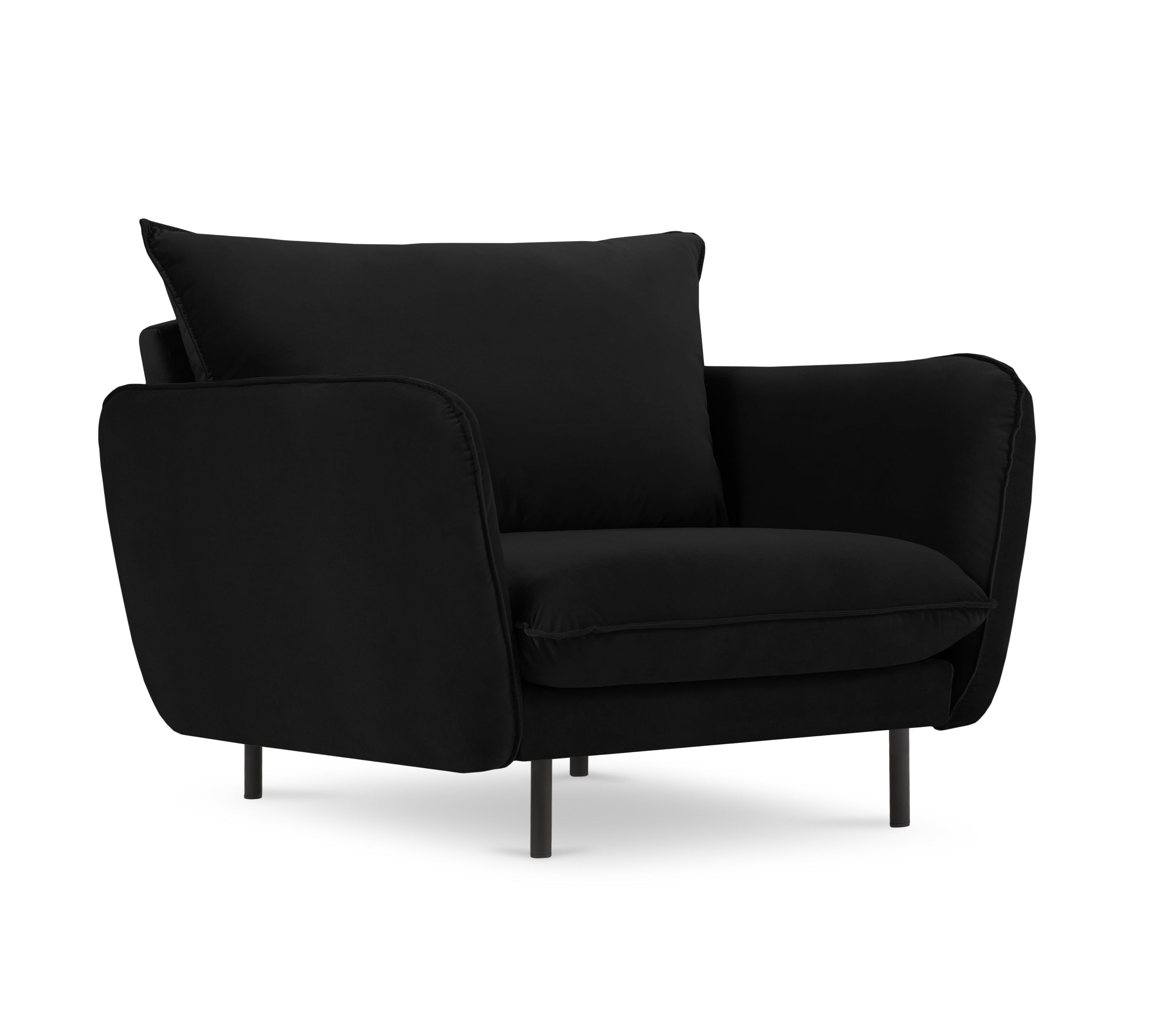 Velvet armchair VIENNA black with black base