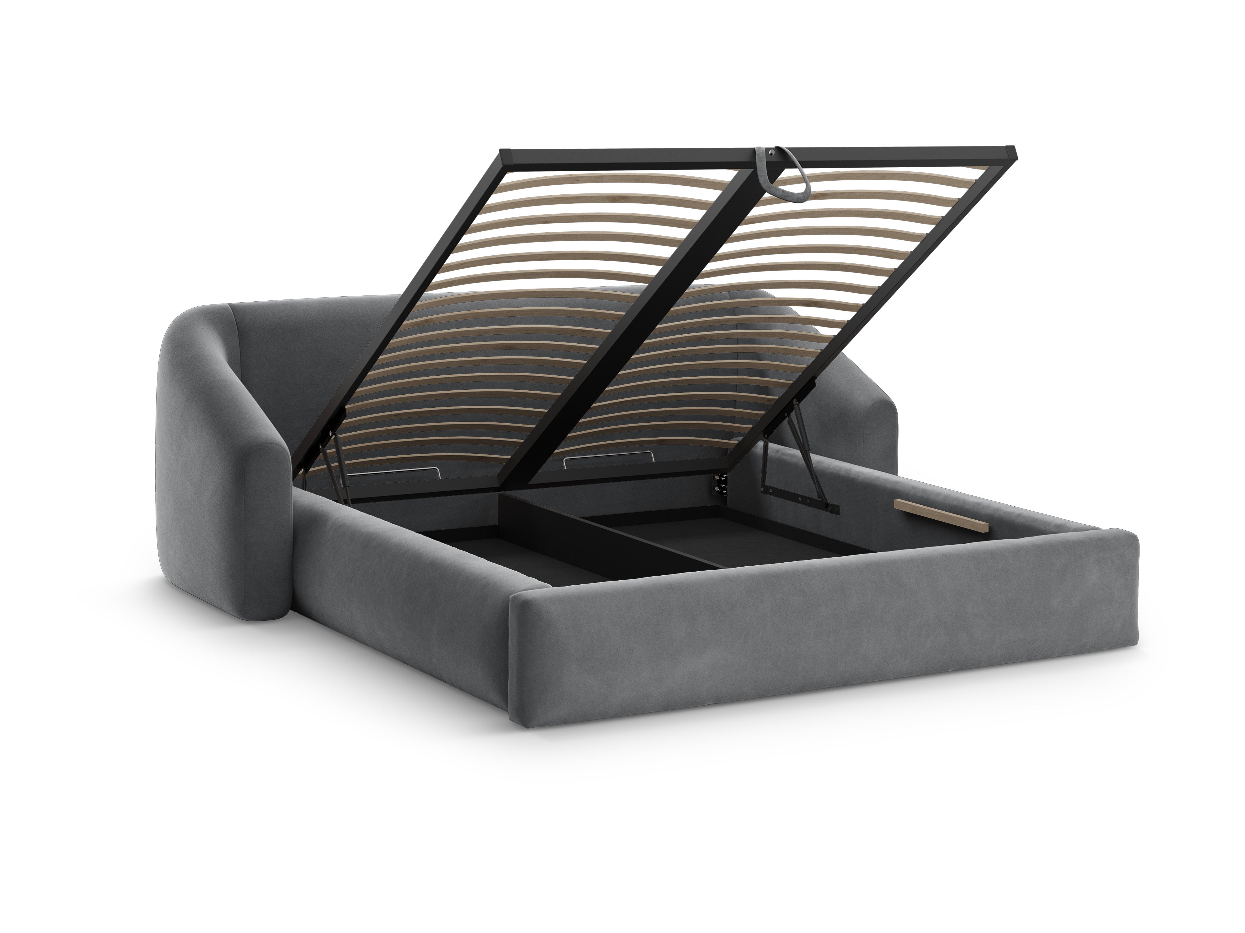 Fluwelen bed CAMPI donkergrijs